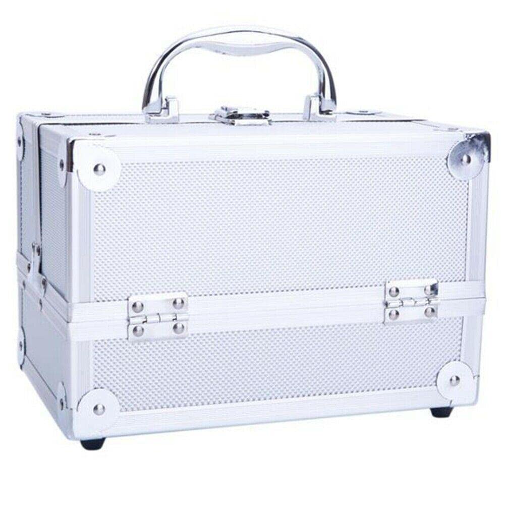Silver Aluminum Makeup Train Jewelry Storage Box with Button Lock - Cosmetic Organizer Case for Jewelry, Makeup & Accessories - Perfect for Vanity, Travel and Home Organization