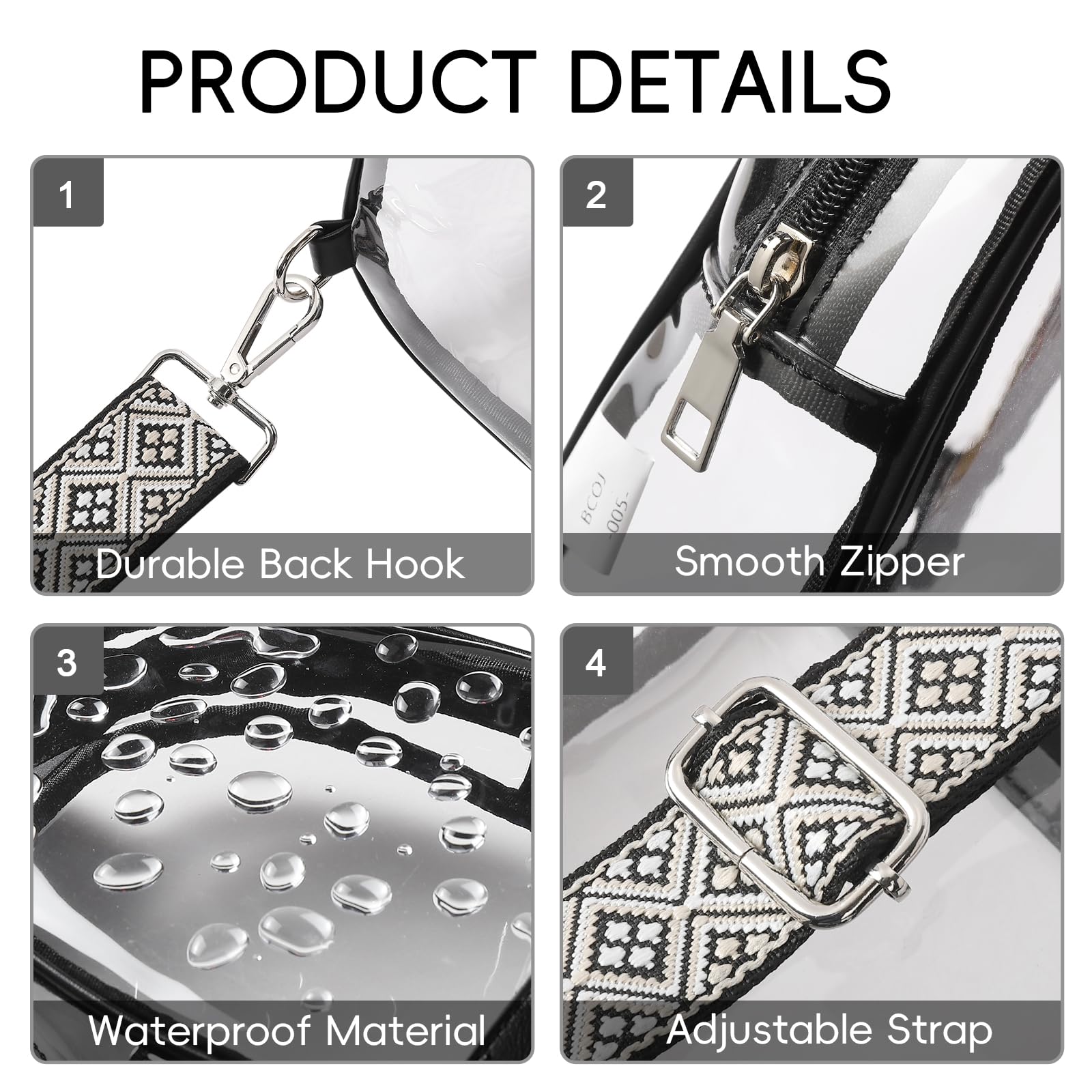 CLUCI Clear Crossbody Bag for Women - Transparent Stadium Purse for Concerts, Sports Events & Security Check | Fashionable & Functional Clear Bag for Stadiums, Festivals, Travel & Theme Parks