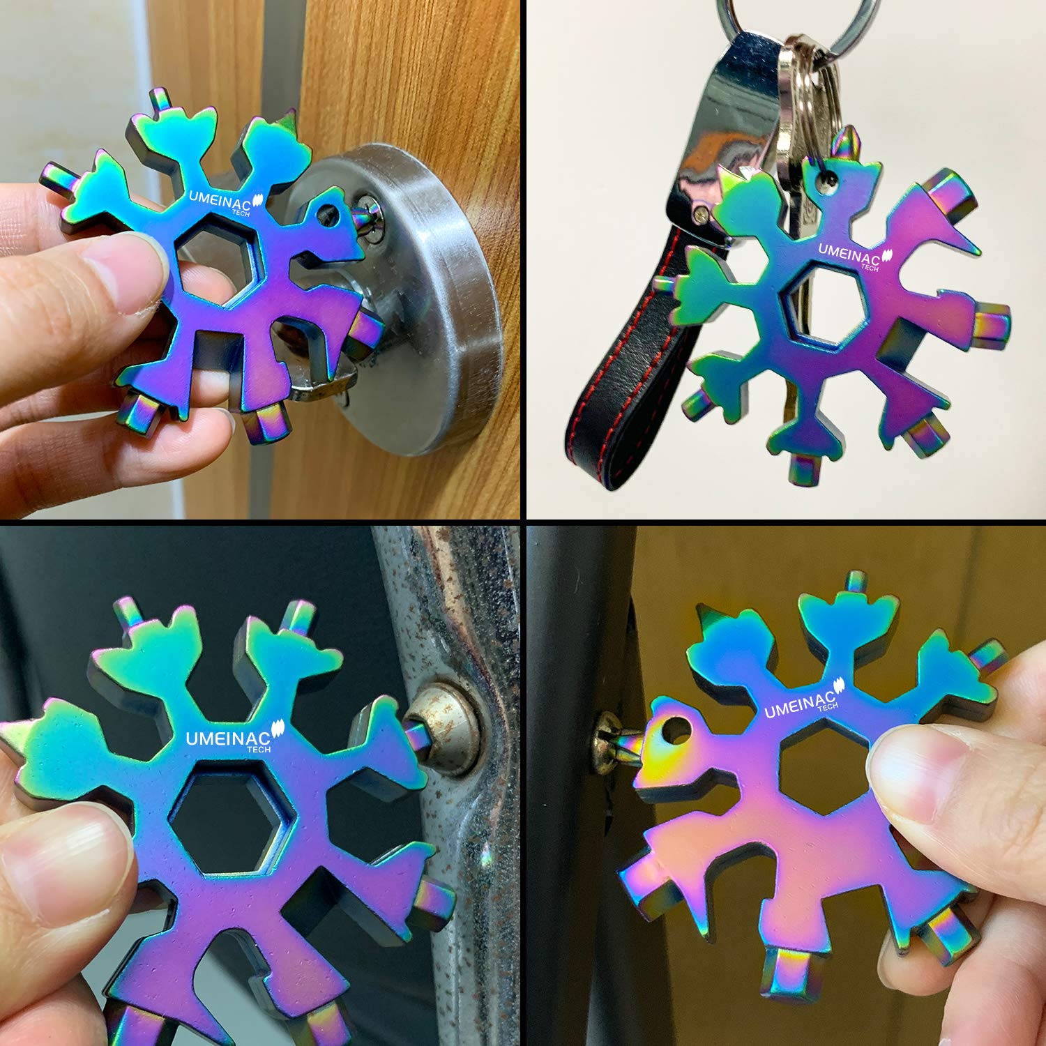 19-in-1 Snowflake Multitool Keychain - Compact Multi-Tool with Wrench & Screwdriver - Perfect Outdoor Survival Gear & Gifts for Men - Great for Camping, Hiking, Emergency Kits & Everyday Carry