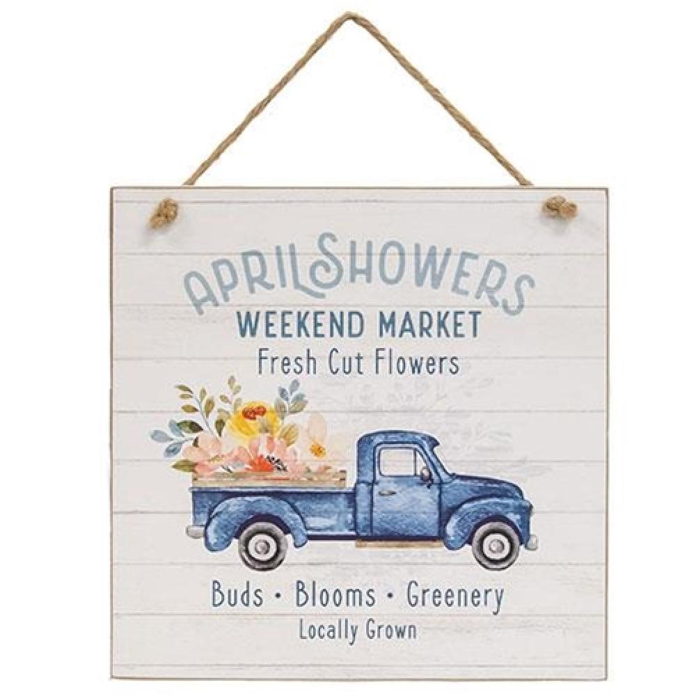 April Showers Weekend Market Wooden Sign - Rustic Farmhouse Decor for Spring & Easter - Perfect for Home, Garden, or Gift Giving