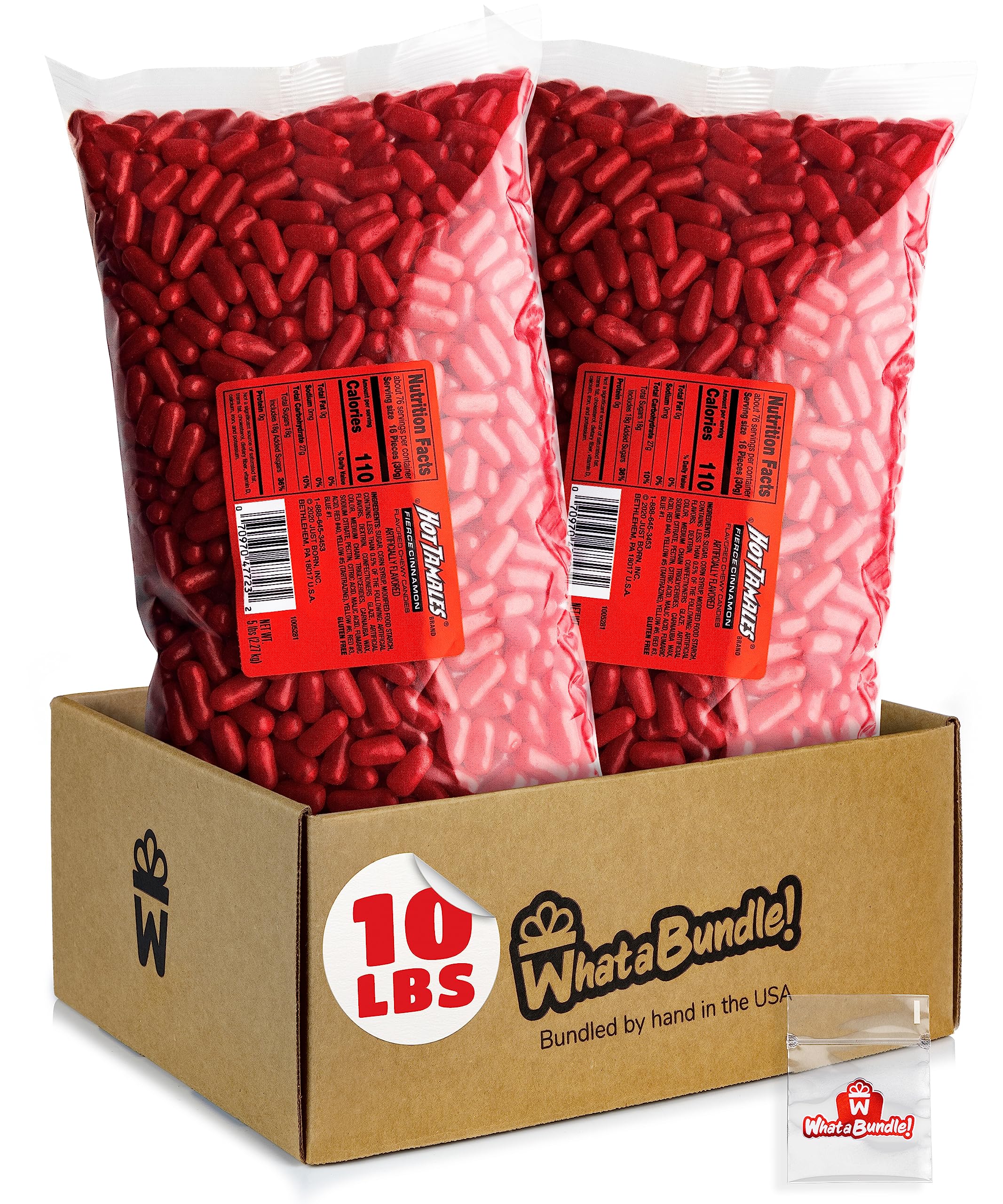 Hot Tamales Cinnamon Chewy Candy - 10lbs Bulk Pack of Spicy Cinnamon Candy - Resealable Bag for Freshness - Perfect for Parties, Movie Nights & Office Snacks