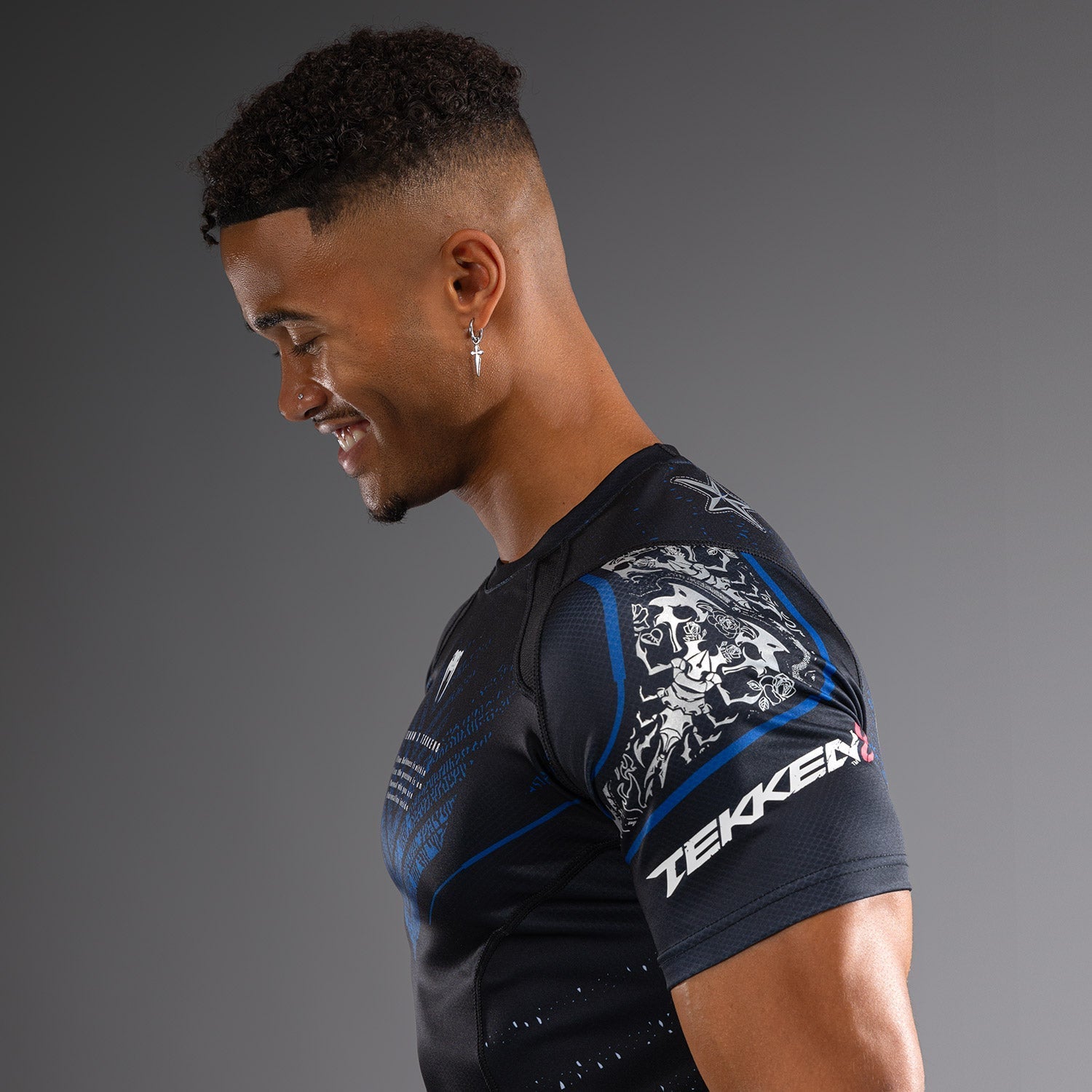 Venum x TEKKEN 8 Paul Phoenix Rashguard - Black/Blue MMA & BJJ Training Shirt for Grappling & Combat Sports