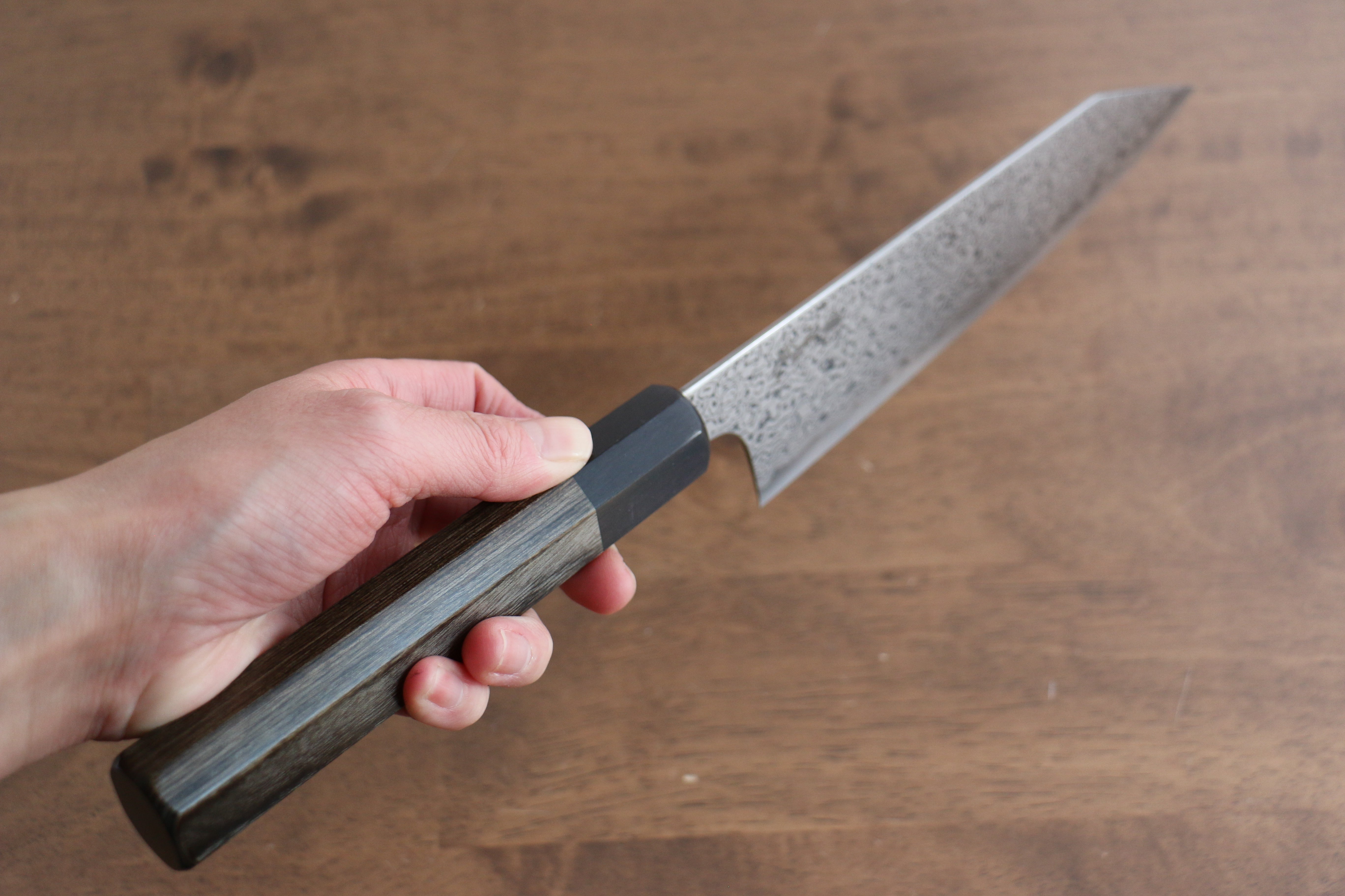Premium Kanjyo VG10 Damascus Kiritsuke Santoku Knife 180mm - Gray Pakkawood Handle - Japanese Kitchen Knife for Slicing, Dicing & Chopping Vegetables, Meat & Fish - Perfect for Home Chefs & Professional Kitchens