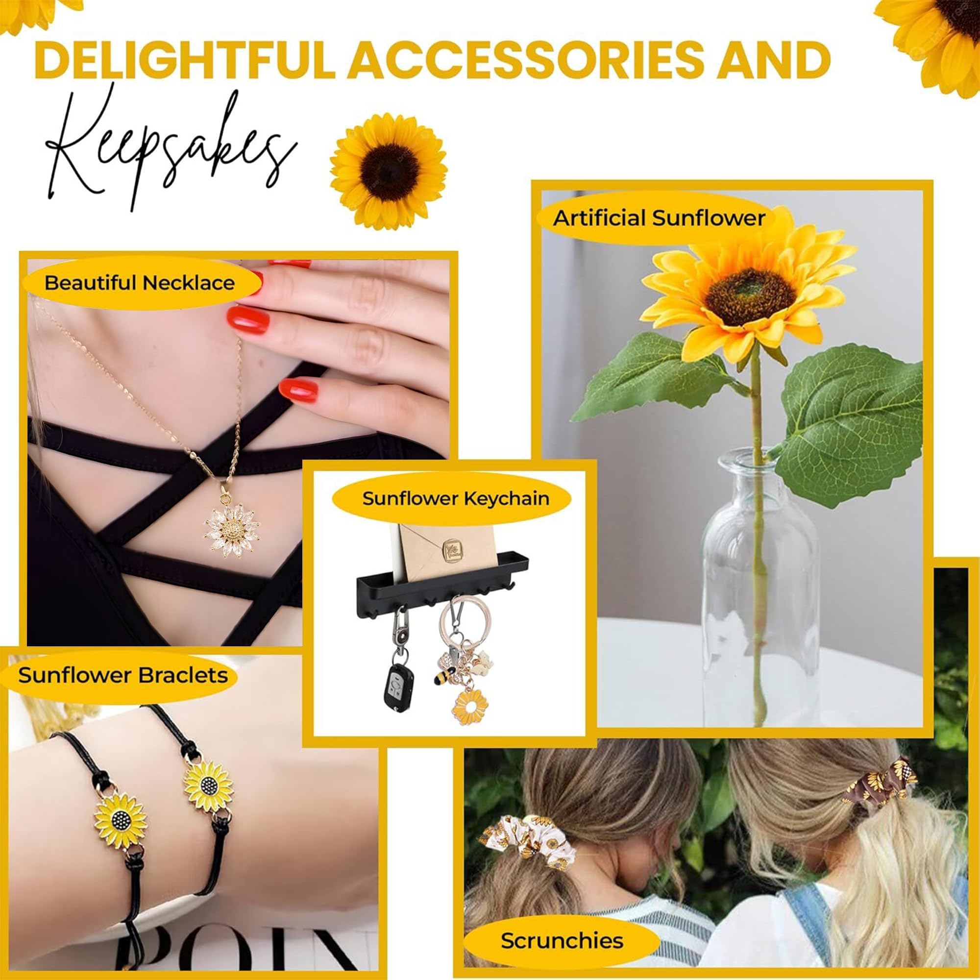 18Pcs Sunflower Gift Set for Women - Unique Birthday Gifts Basket for Best Friend, Sister & Loved Ones - Sunshine Care Package with Get Well Soon & Thinking of You Notes - Perfect for Housewarming, Friendship Day & Cheer Up Gifts