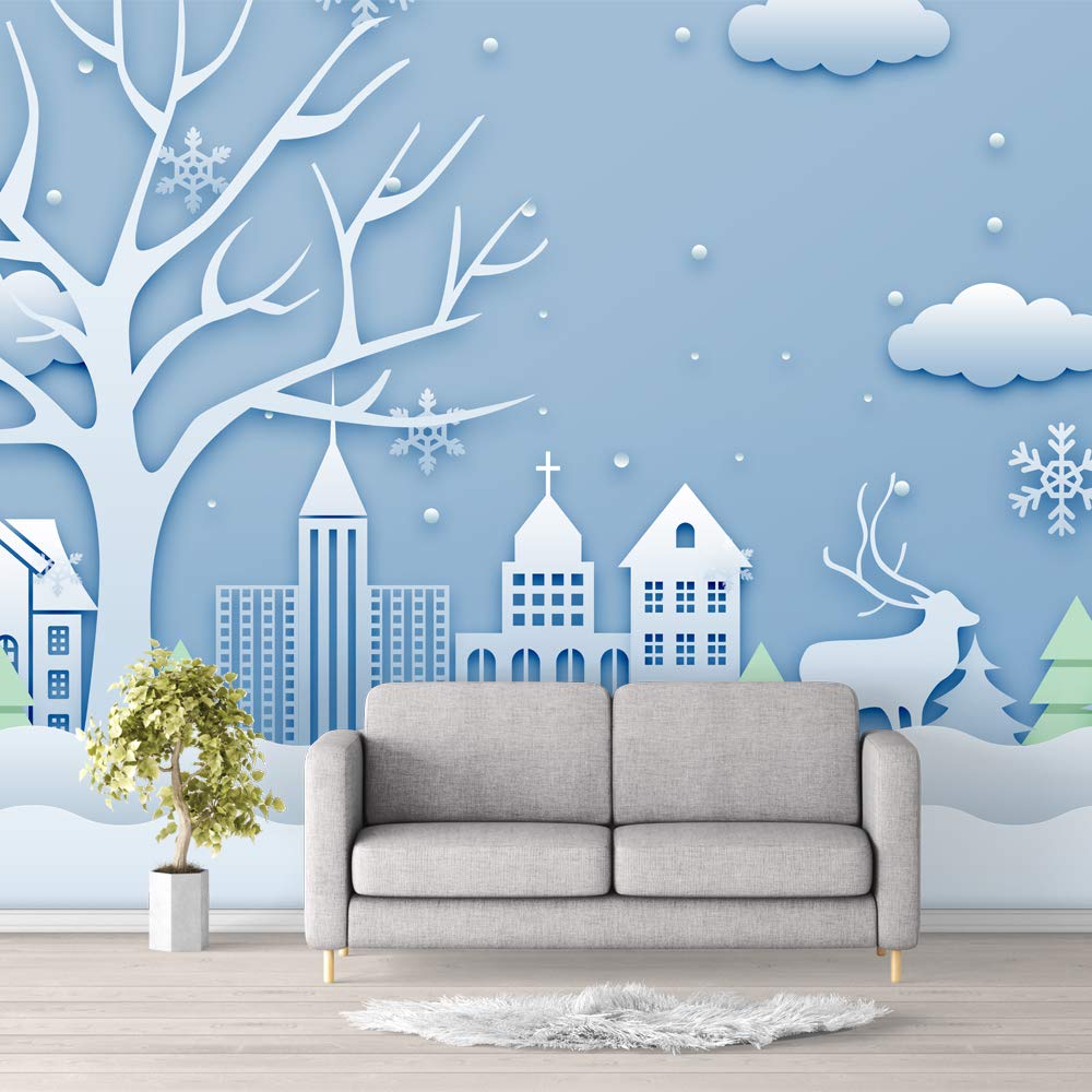 IDEA4WALL Snowflake Peel and Stick Wallpaper - Large Removable Wall Mural (66x96 inches) for Bedroom, Nursery, Living Room Decor - Easy DIY Home Decoration