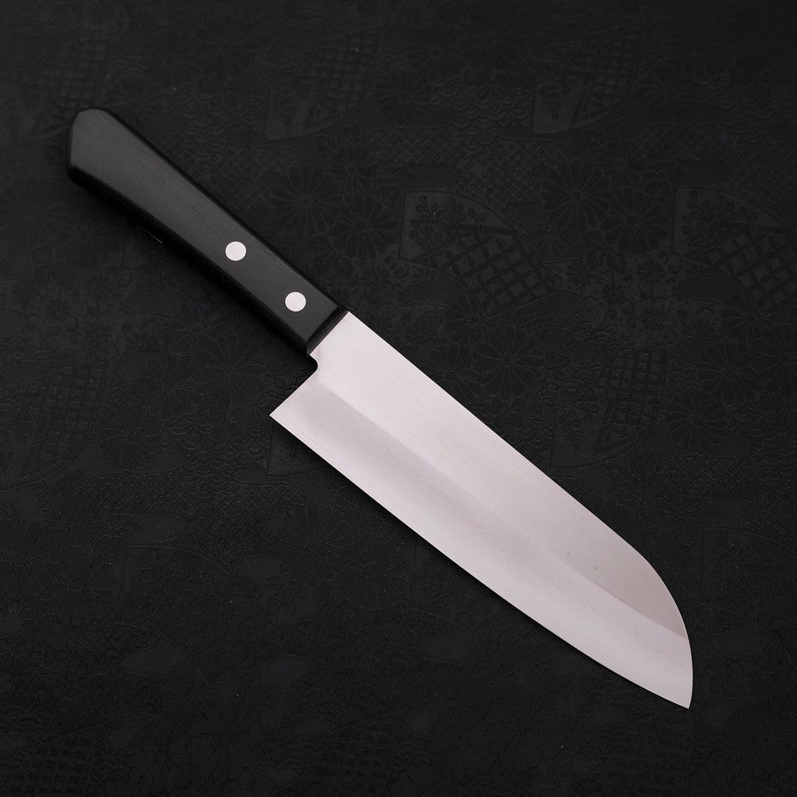 VG-1 Santoku Knife 165mm - Premium Japanese Kitchen Knife with Polished Blade & Black Western Handle - Perfect for Slicing, Dicing, and Chopping Vegetables, Meat, and Fish
