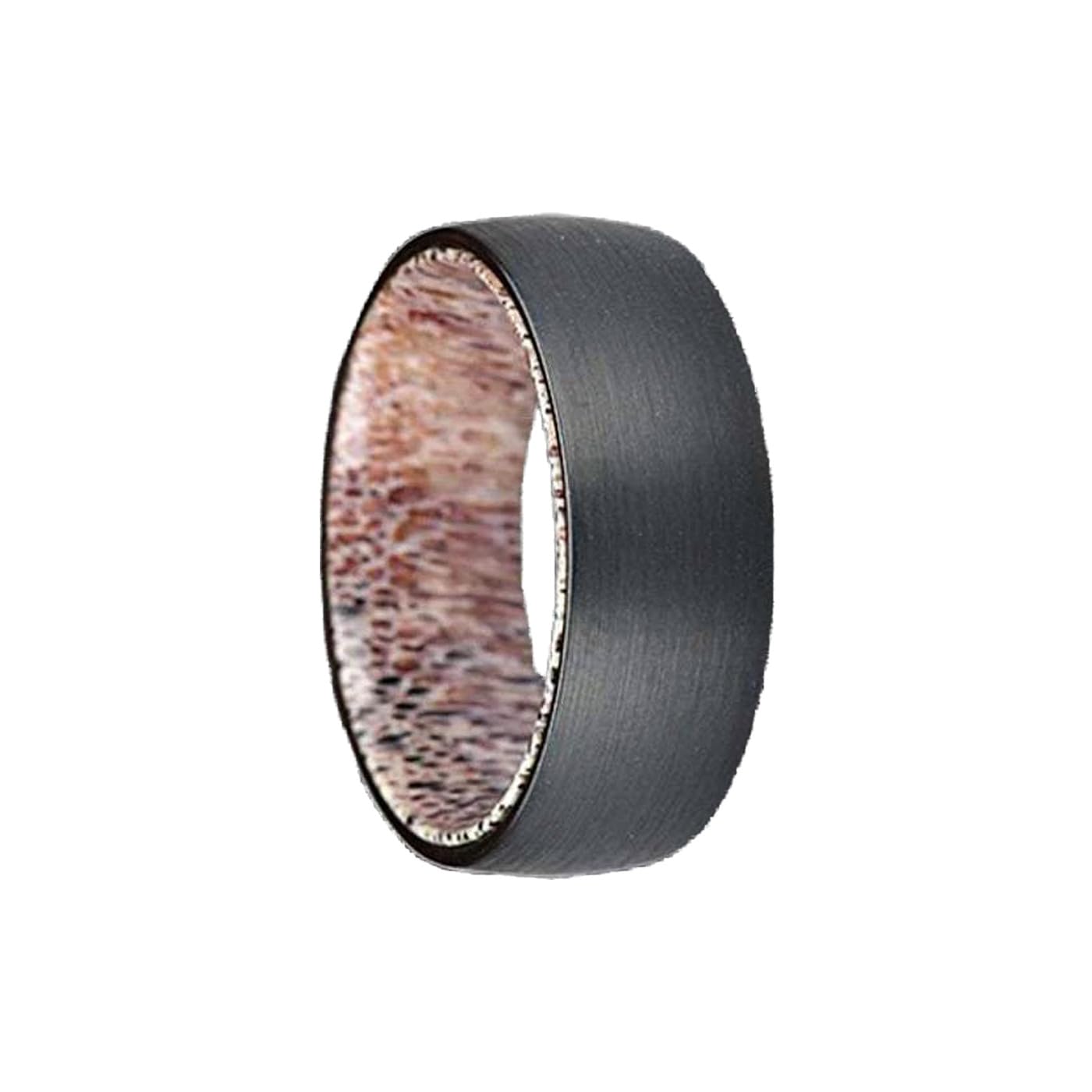 Black Tungsten Wedding Band for Men - Rustic Deer Antler Ring, Durable Comfort Fit Stag Elk Hunting Jewelry - Anniversary Gifts for Him - Perfect for Outdoor Enthusiasts & Nature Lovers
