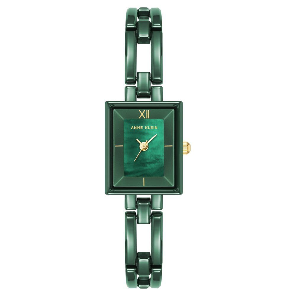 Anne Klein Women's AK4080GNGN Quartz Watch with Green Dial & Ceramic Strap - Elegant Fashion Accessory for Office, Party & Everyday Wear