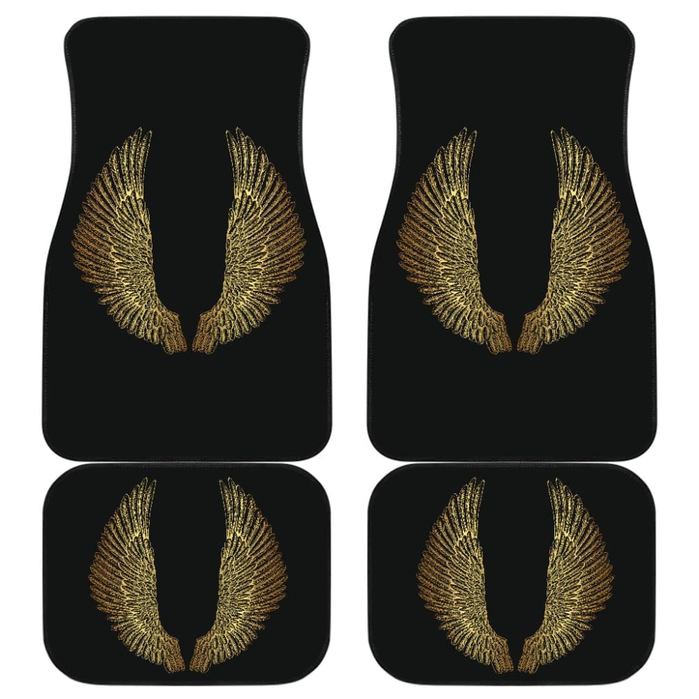 Custom Angel Wings Gold Car Floor Mats - Premium Fit for Luxury & Sports Cars - Perfect for Gifts, Car Shows & Personalization