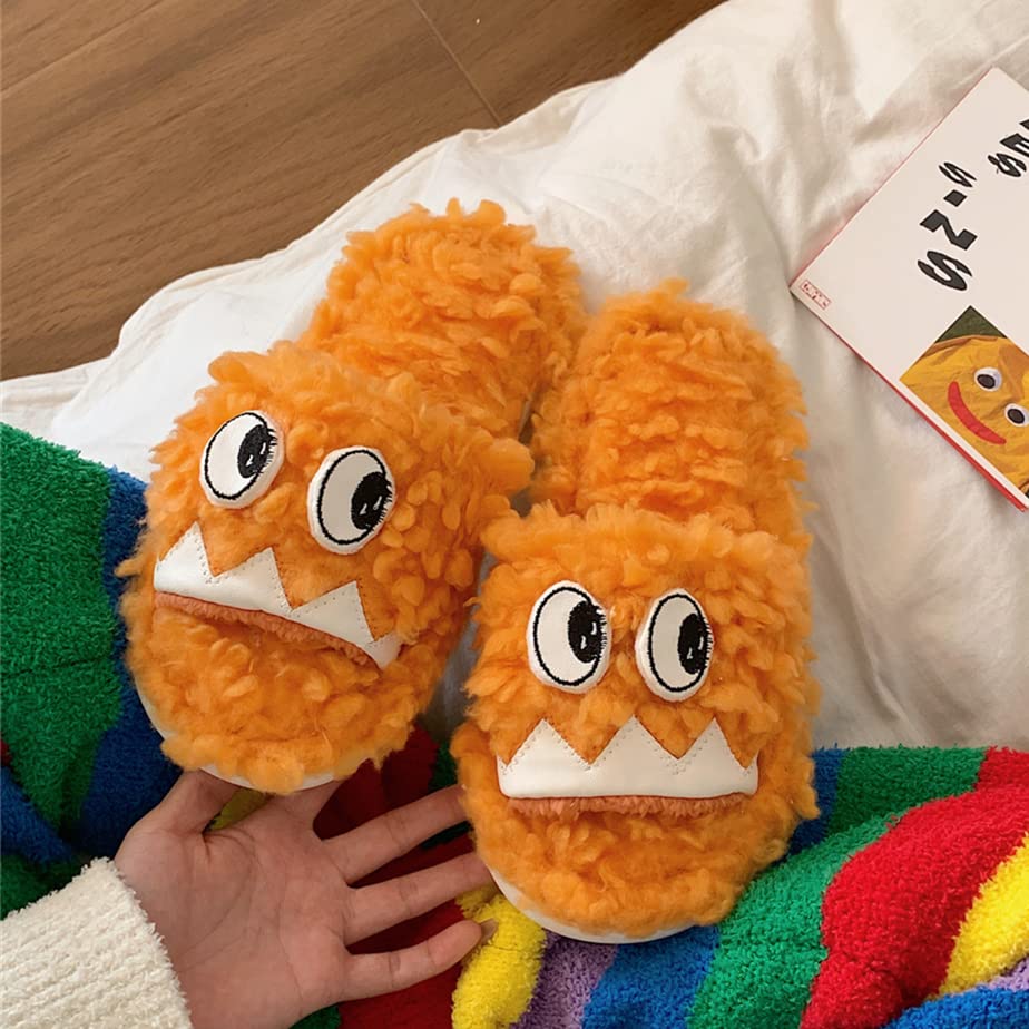 Funny Eyes Fuzzy Slippers - Fluffy Kawaii House Slippers for Women | Cozy Indoor Slippers for Home, Dorm & Lounge Wear