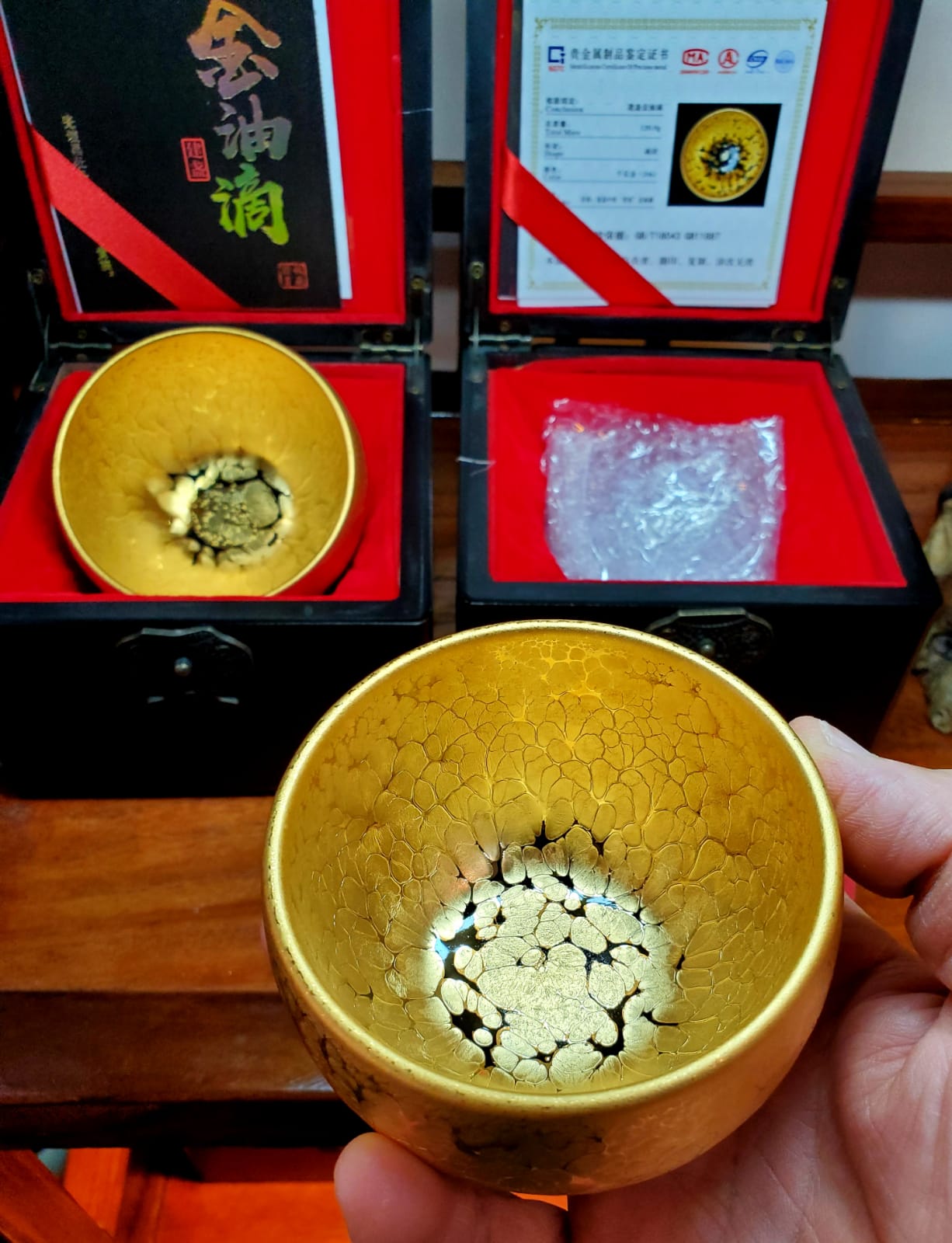 Premium Tenmoku Tea Bowl from Fujian China - Authentic Jianzhan Jian Ware with 24K Gold Glaze - Handcrafted Ceramic Tea Cup for Matcha, Sencha & Traditional Tea Ceremonies - Perfect Gift for Tea Lovers & Collectors