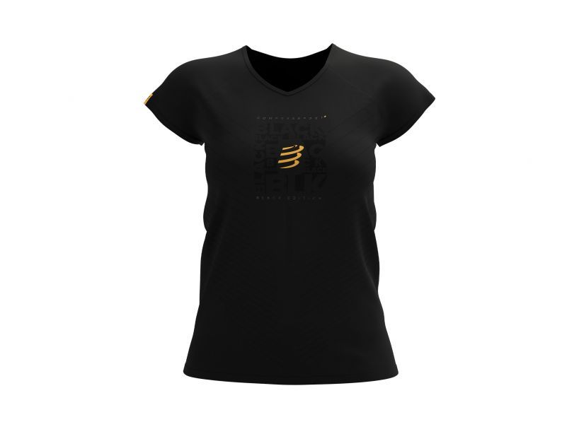 COMPRESSPORT Women's Performance Short Sleeve Running Shirt - Moisture Wicking Athletic Top for Workouts & Training (Black, 2022 Edition) | Perfect for Gym, Jogging & Outdoor Sports