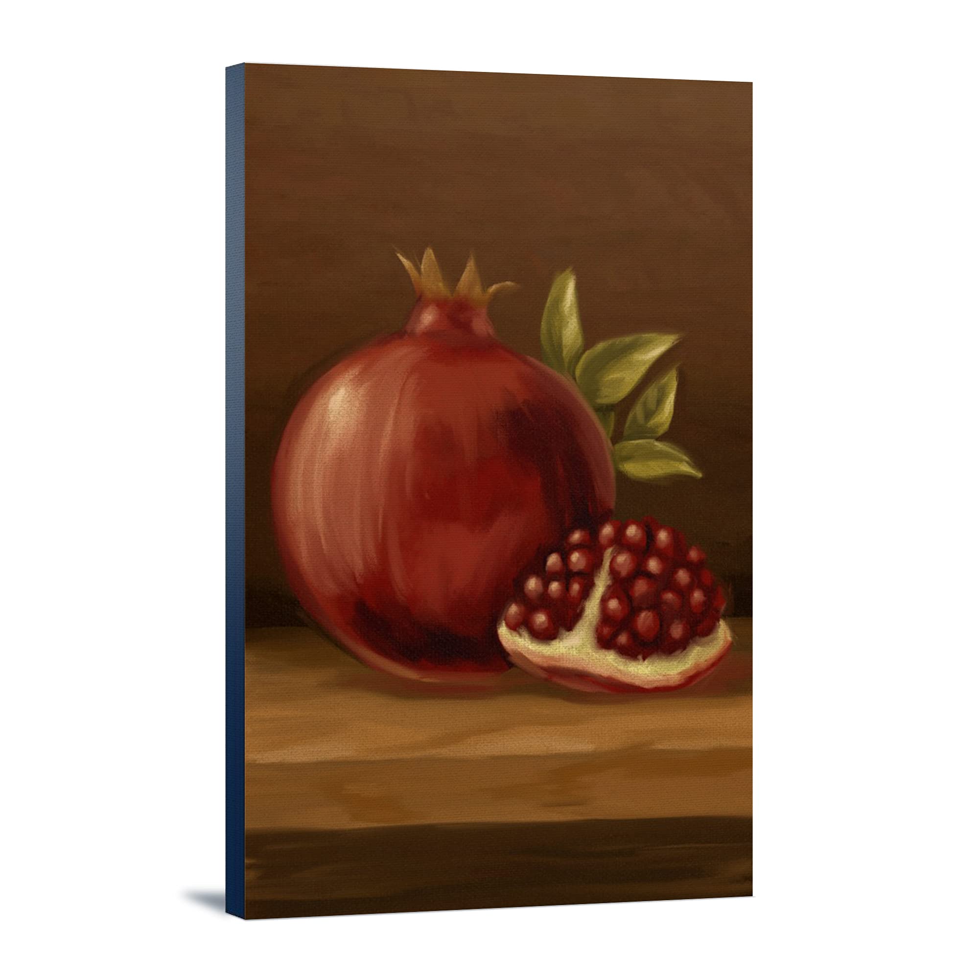 Lantern Press Pomegranate Oil Painting - 12x18 Inch Wrapped Canvas Wall Art for Living Room, Bedroom & Office Decor | Handmade Artwork for Home & Gifts