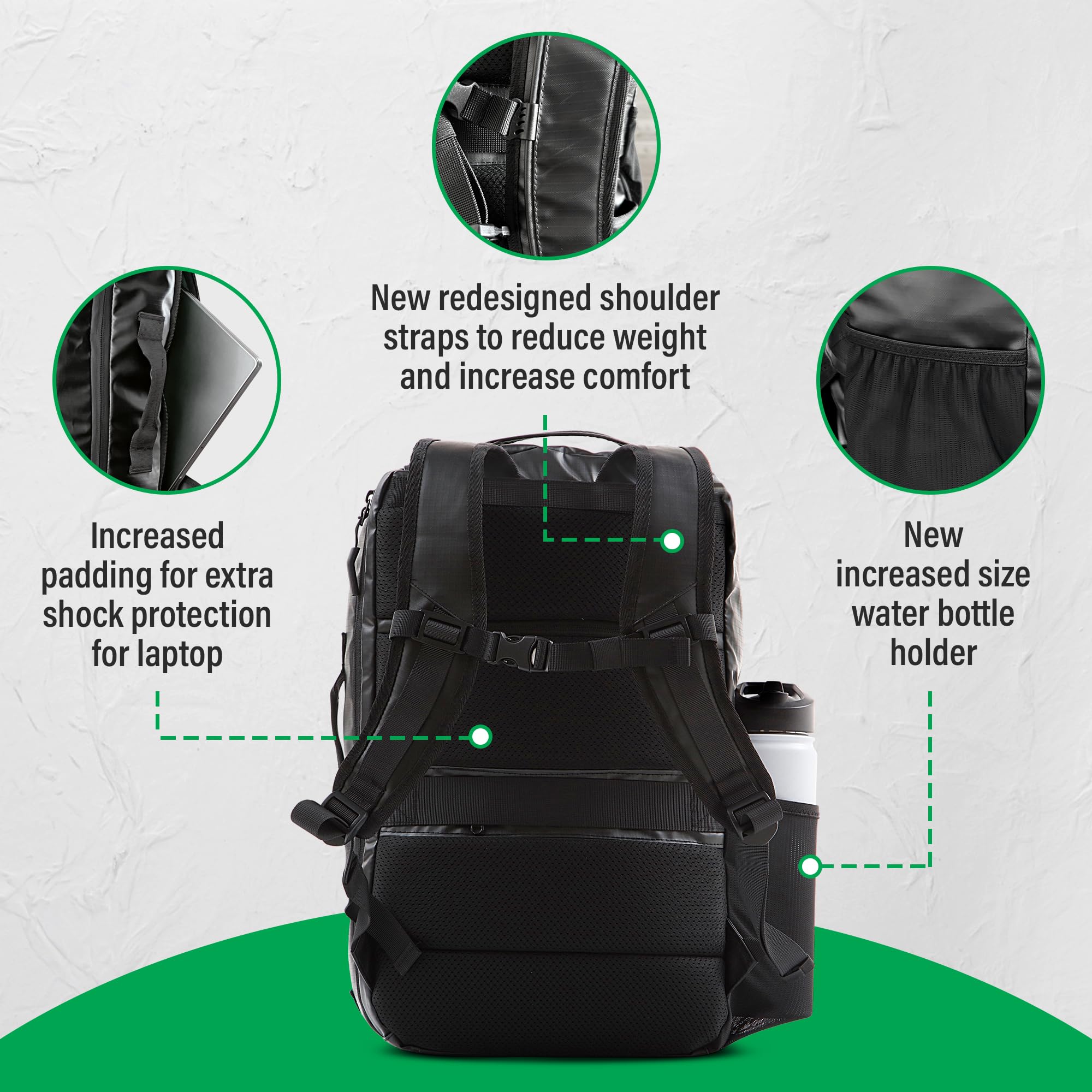 COR Surf Carry On Travel Backpack 28L - Ultralight Airline Approved Personal Item Backpack | Waterproof Matte Black Edition with Free S-Clip | Perfect for Island Hopping, Business Travel & Weekend Getaways