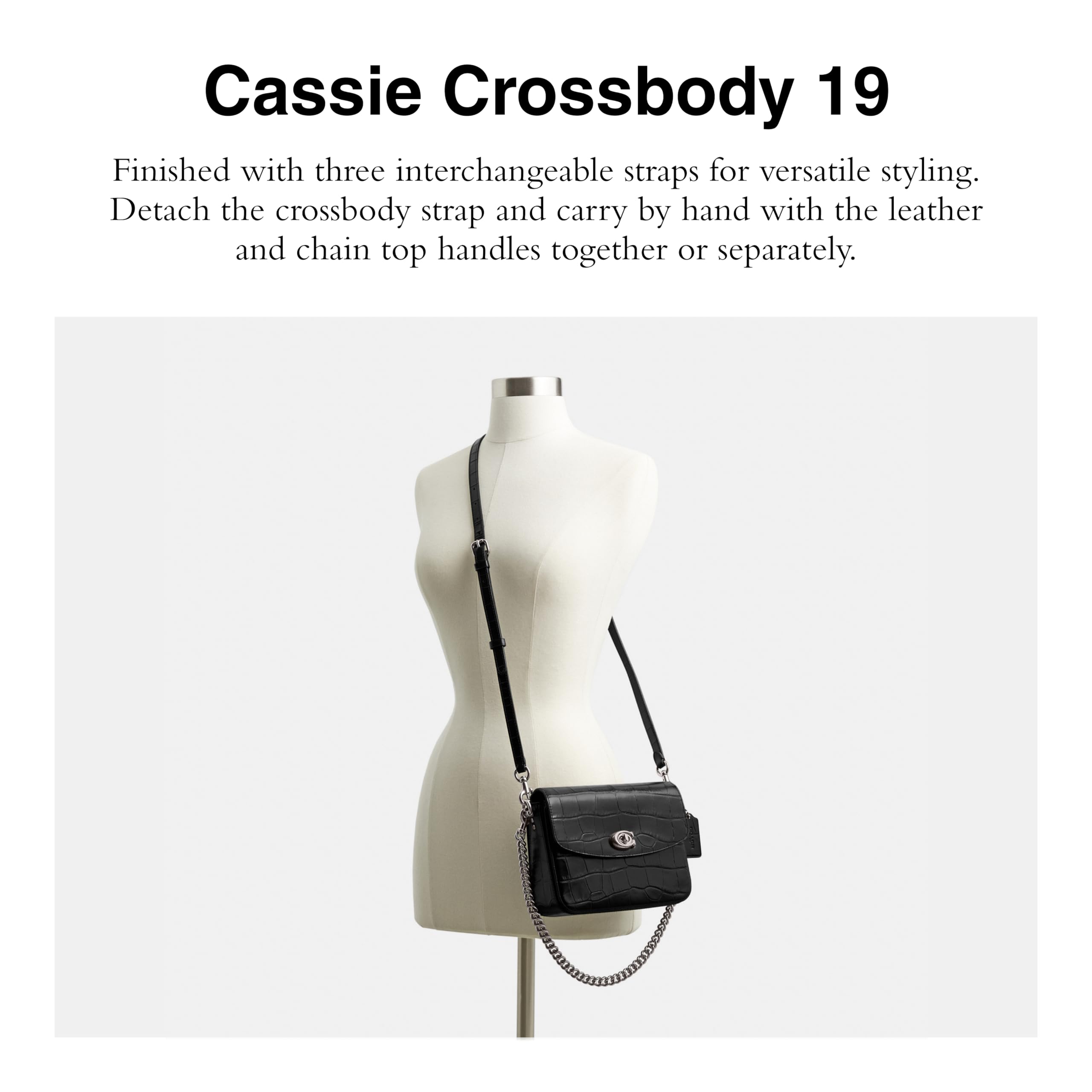 Coach Women's Embossed Croc Cassie Crossbody 19 Bag - Stylish Leather Purse for Everyday Use, Work & Date Night | Compact Shoulder Bag with Adjustable Strap