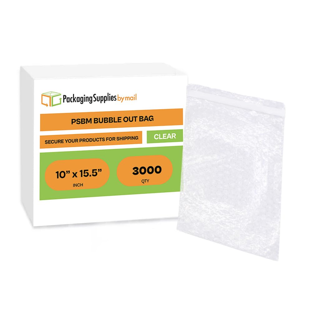 PSBM 10x15.5 Inch Clear Self Seal Bubble Pouches - 3000 Pack Air Cushion Bags for Moving, Shipping & Protecting Fragile Items | Perfect for Ecommerce Packaging, Glassware Protection & Electronics Shipping