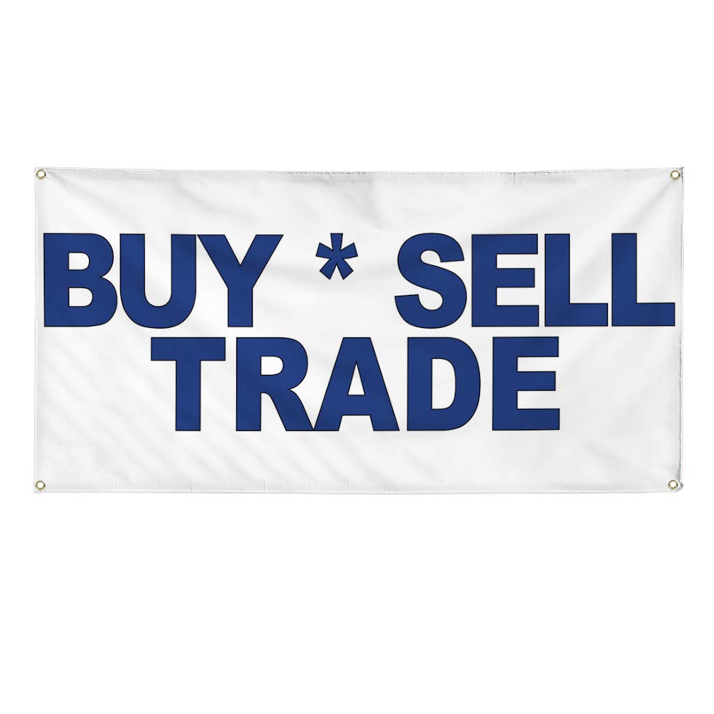 Vinyl Banner - Multiple Sizes (48x96 Inches) | Weatherproof Outdoor Yard Signs with 8 Grommets | Perfect for Trade Shows, Industrial Use & Business Advertising | Buy & Sell Durable Blue Banners