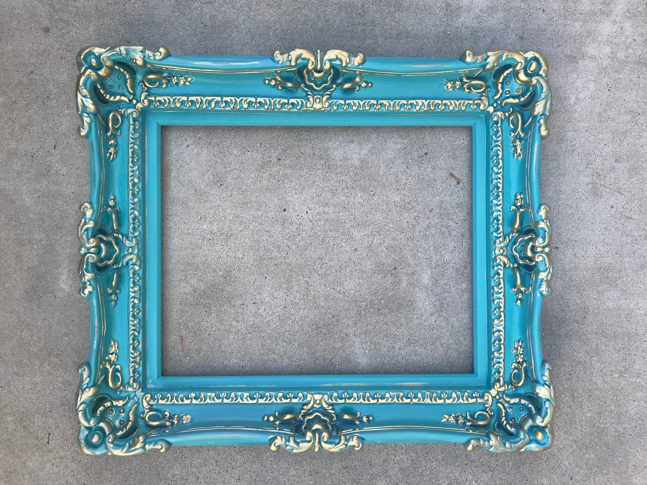 16x20 Inch Turquoise Picture Frame - French Country Style Wooden Photo Frame for Wall Art, Home Decor, Living Room, Bedroom & Office Display