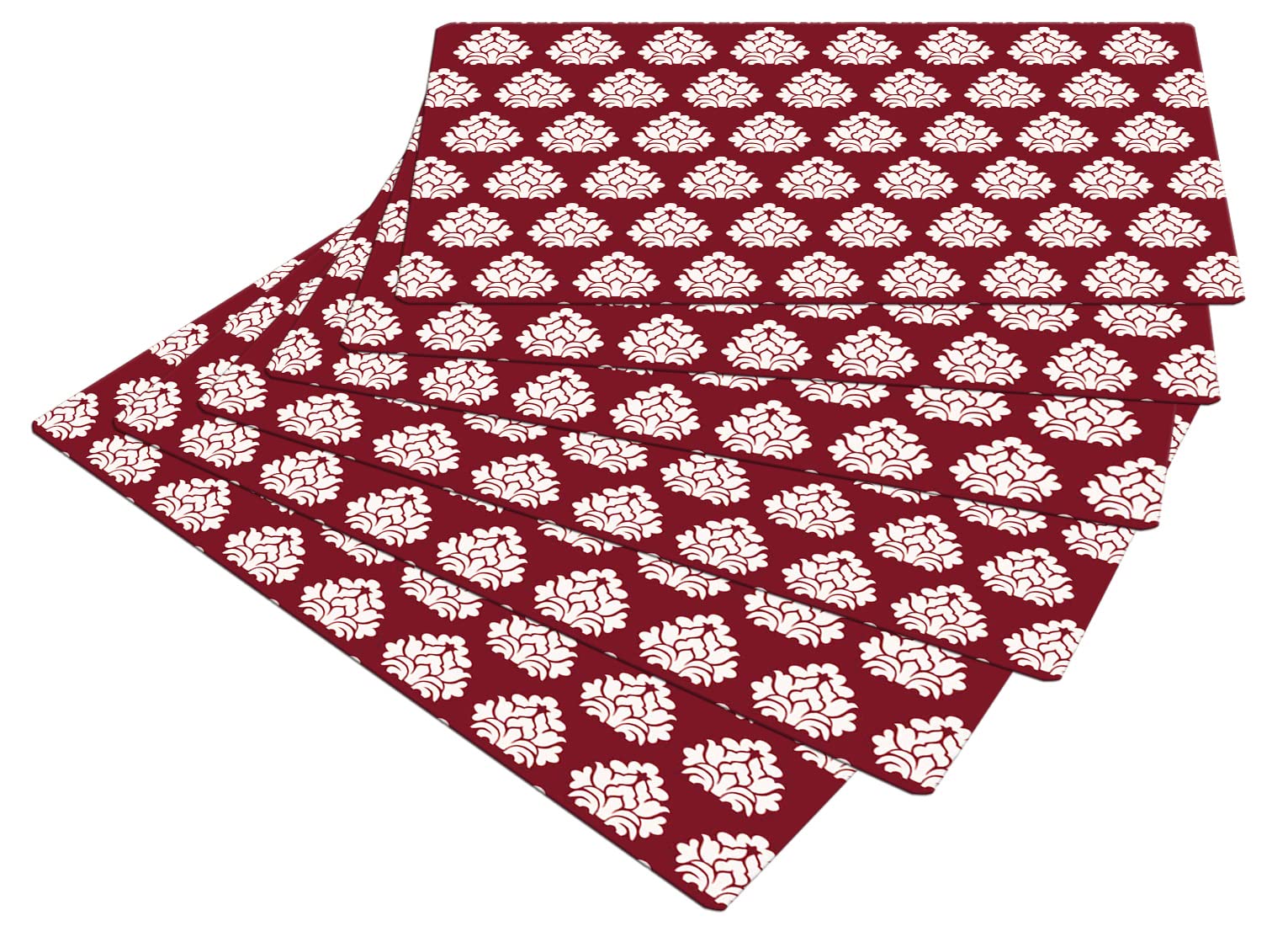 Kuber Industries 6-Pack Maroon Flower Print PVC Table Placemats - Waterproof & Heat-Resistant Kitchen Dining Mats for Home, Restaurants, and Parties (Set of 6)