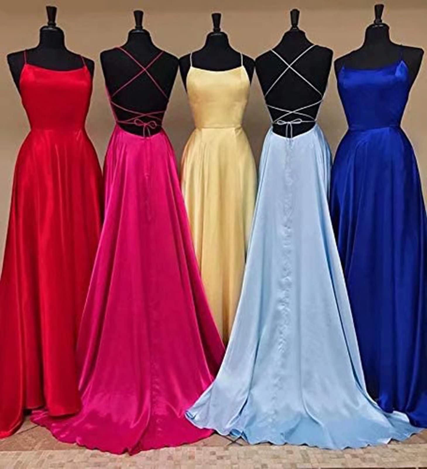 Elegant Women's Halter Prom Dresses - Long Side Split Backless Satin Formal Evening Gowns with Pockets - Size 10 Lemon - Perfect for Prom Night, Homecoming, Cocktail Parties & Special Occasions