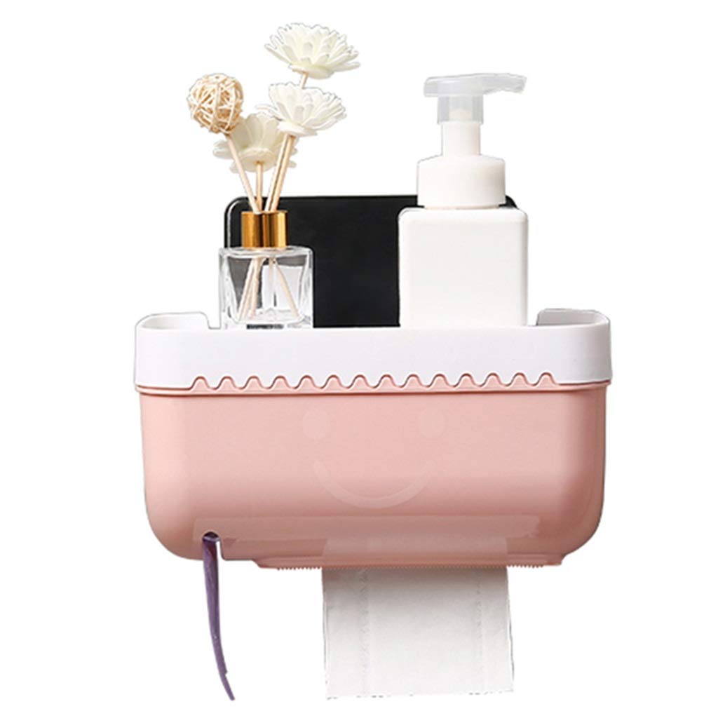 Pink Creative Punch-Free Tissue Box Holder for Kitchen & Bathroom - 25x12x14cm Storage Organizer for Toilet Paper Rolls - Perfect for Home, Office, and Restaurant Use