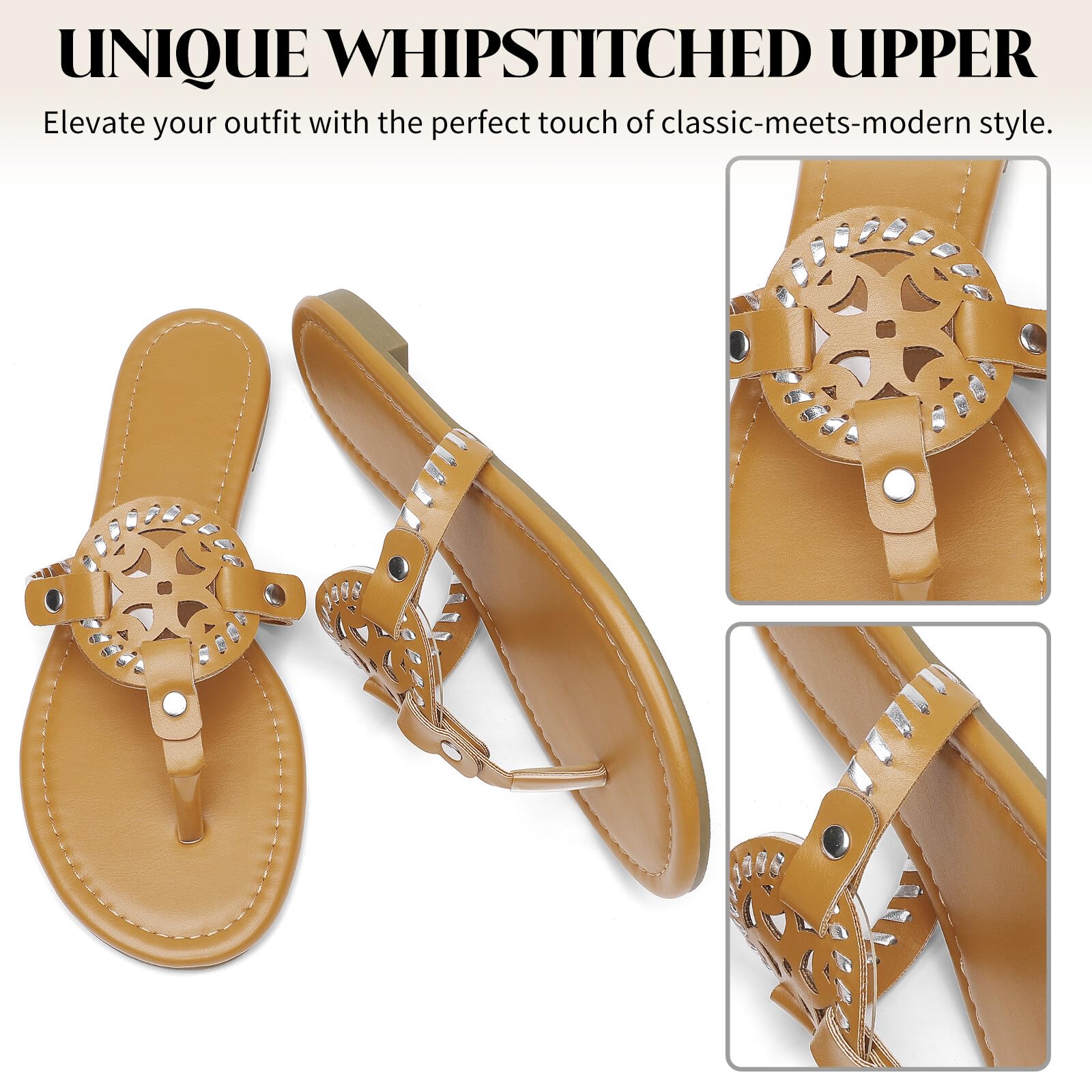 Katliu Women's Flat Sandals - Comfortable Flip Flop Thong Sandals for Summer | Cute & Dressy Beach Sandals for Casual Outings, Vacations & Poolside Relaxation