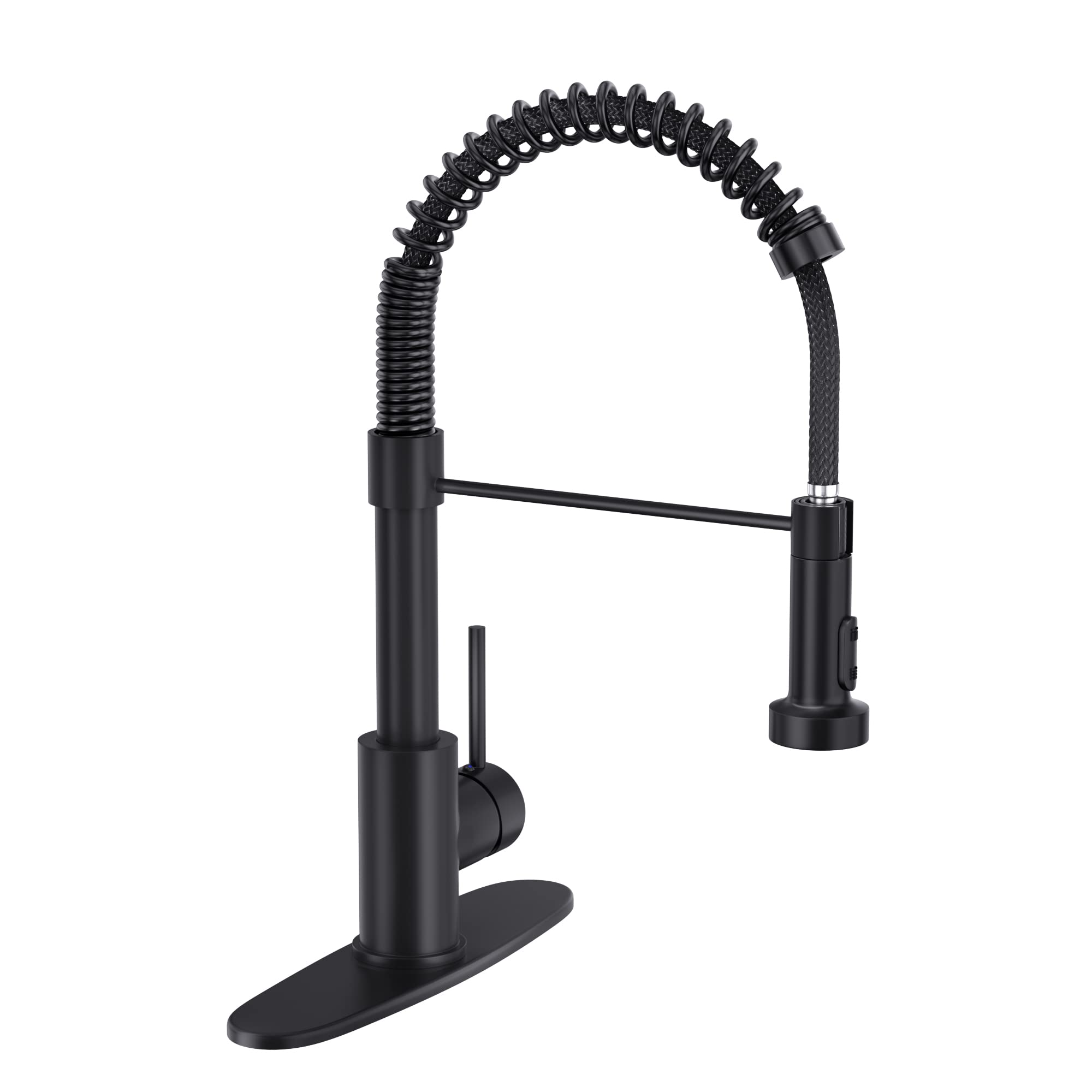 Black Spring Commercial Kitchen Faucet with Pull Down Sprayer - 10 Inch Solid Brass Sink Faucet for 1 or 3 Hole Installation - Perfect for Restaurant, Home Kitchen & Bar Use