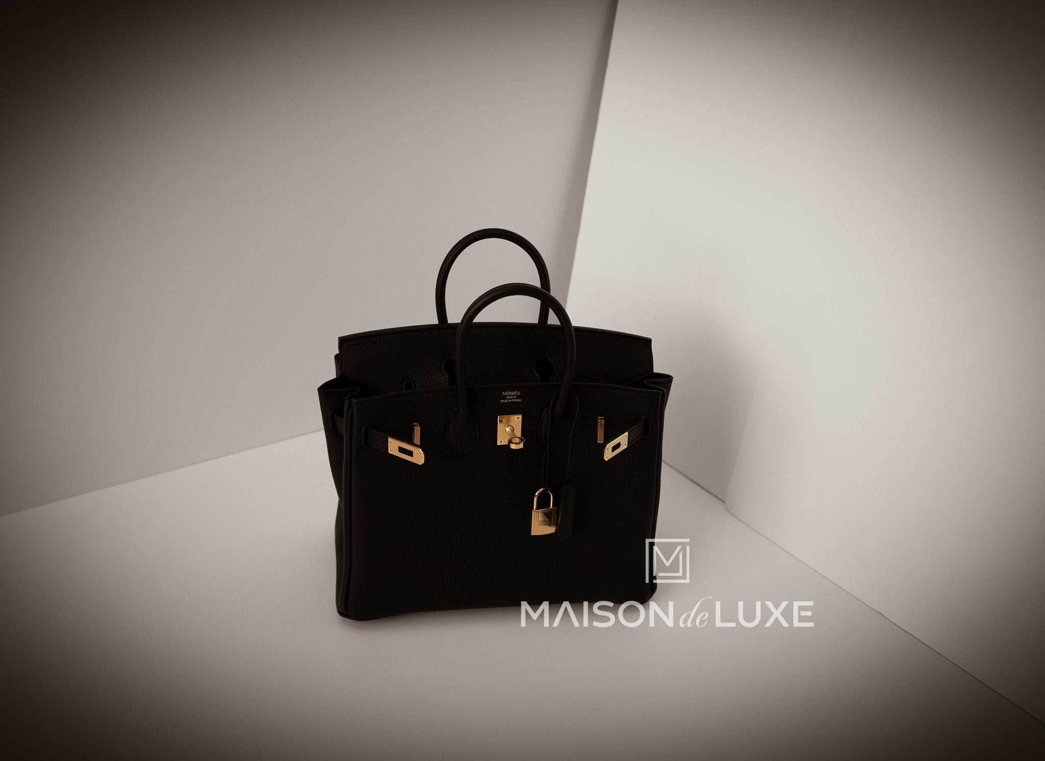 Authentic Hermes Birkin 25 Black Noir Togo Leather Handbag with Gold Hardware - Luxury Designer Purse for Women, Perfect for Work, Travel & Special Occasions