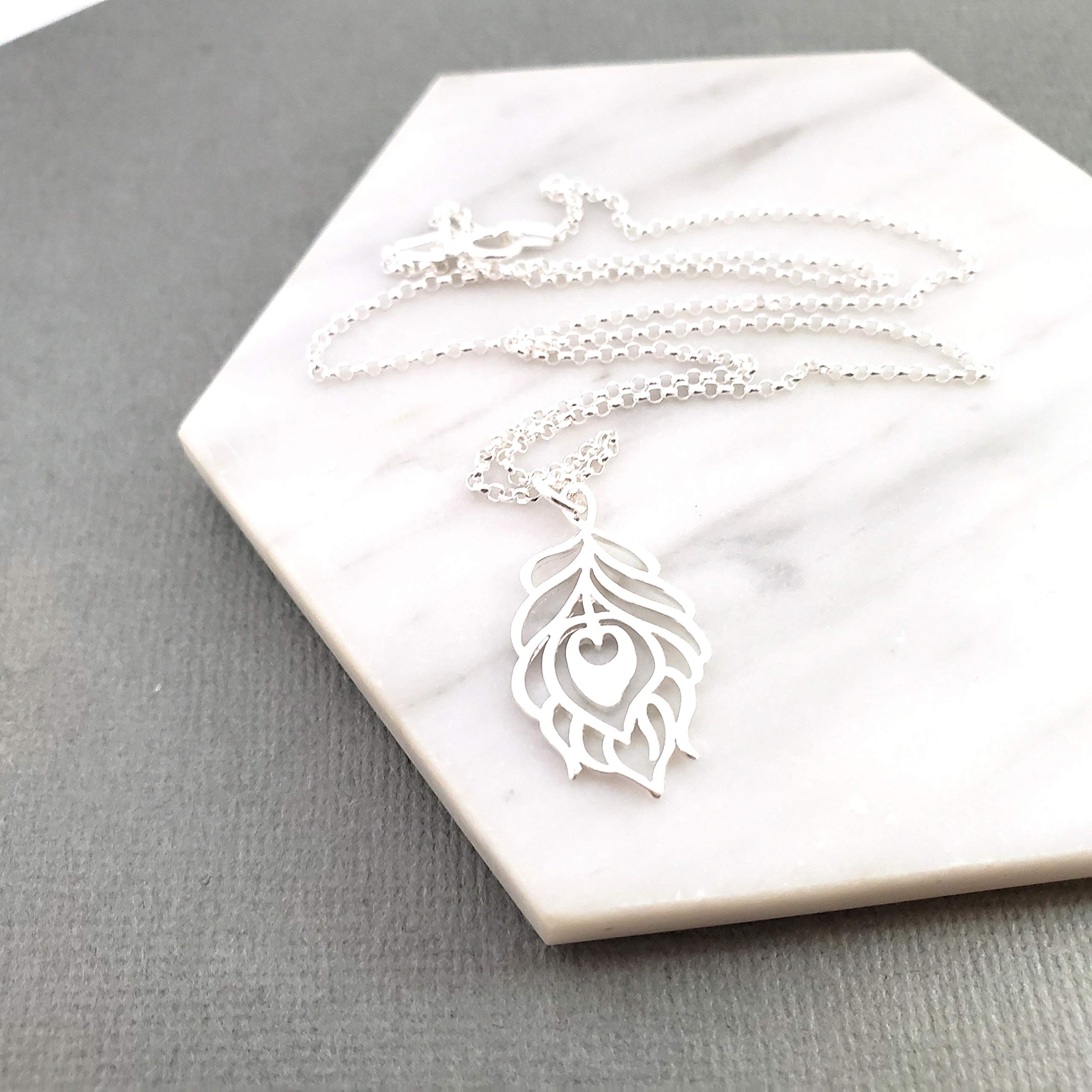 Peacock Feather Charm Necklace - Elegant Sterling Silver Jewelry for Women, Dainty Pendant Necklace Gift for Her | Perfect for Weddings, Parties & Special Occasions
