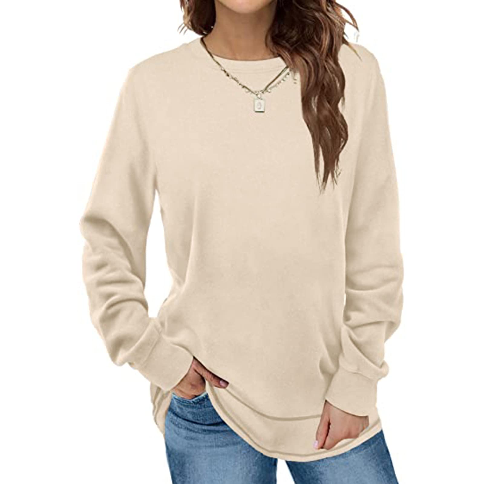 CHARMAP Women's Casual Crewneck Sweatshirt - Long Sleeve Loose Fit Split Side Pullover Top for Women | Comfortable Lounge Wear, Street Style Outfit, Fall Fashion Essential