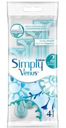 Gillette Simply Venus 4-Blade Razor for Women - Smooth Shaving with Moisture Bars - Best for Legs, Underarms & Bikini Area - Shower & Travel Friendly