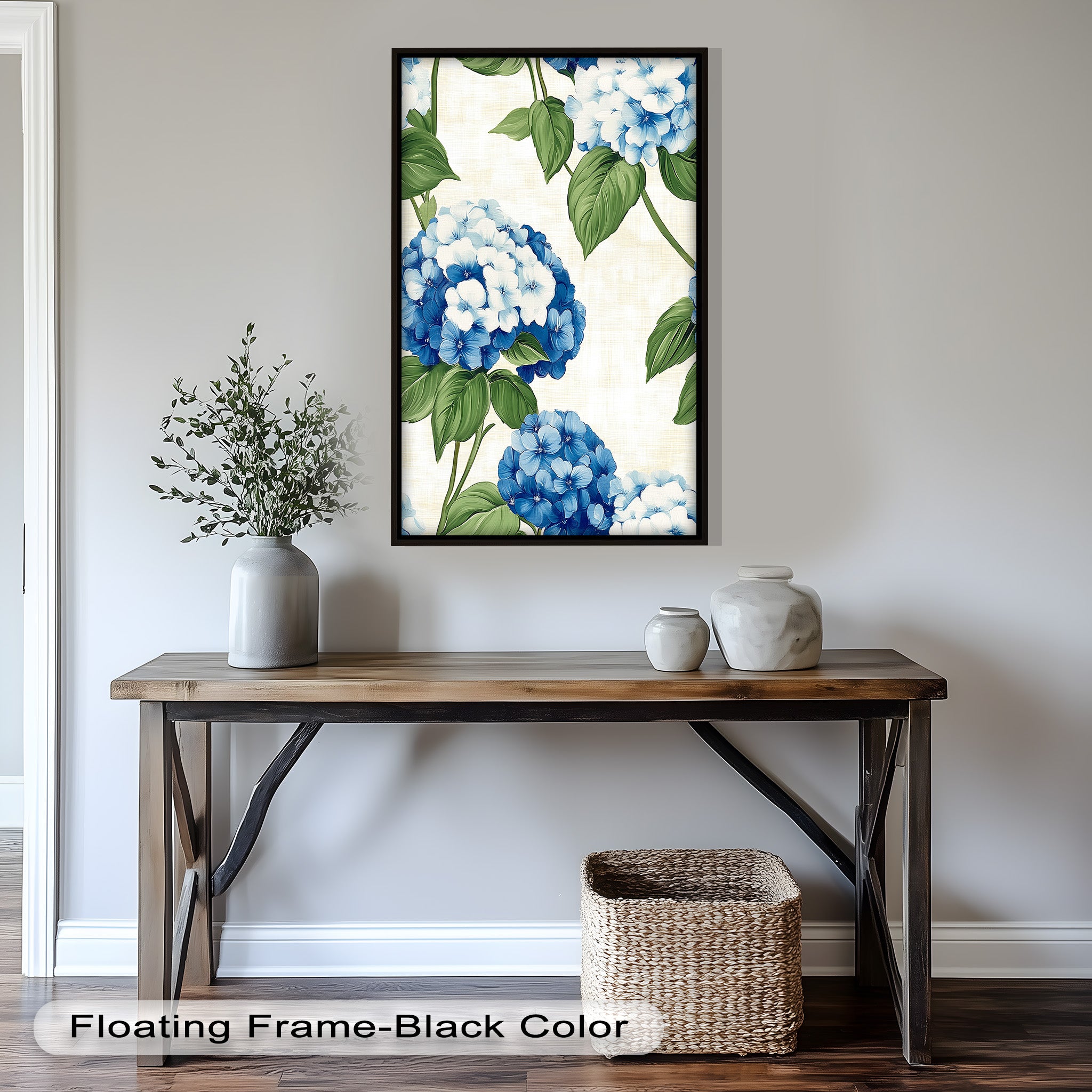 Blue and White Blooming Flower Oil Painting - Handmade Canvas Art for Home Decor, Living Room, Bedroom & Office Wall