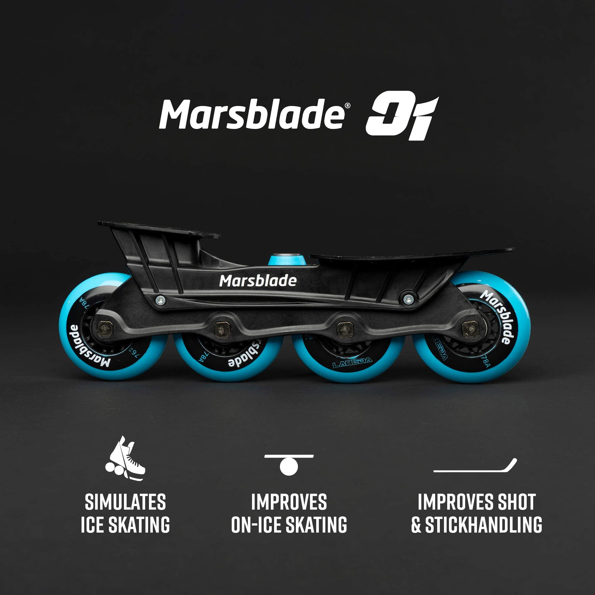 O1 Chassis for Roller & Ice Hockey Skates - Patented Rocker Technology to Simulate Ice Skating & Improve Hockey Skills - Senior & Junior Sizes Available - Perfect for Off-Ice Training & Backyard Practice