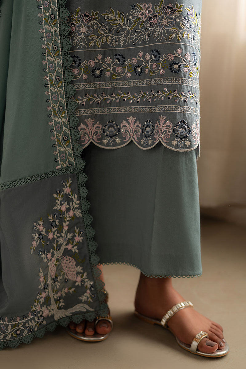 MOONLIGHT BLUE 3PC EMBROIDERED LAWN SUIT | Elegant Pakistani Formal Wear | Perfect for Weddings, Parties & Special Occasions