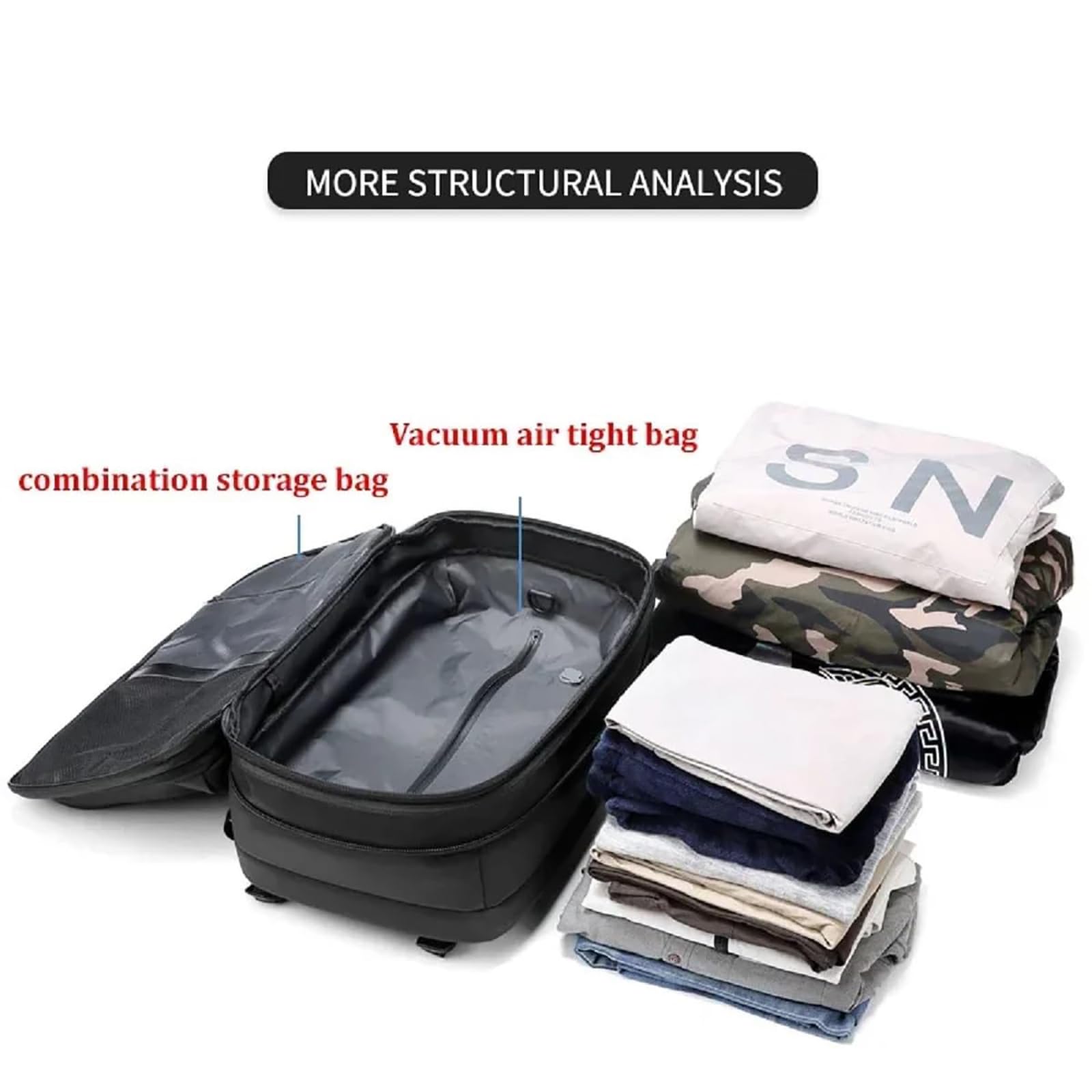 Luxair Vacuum Backpack - Travel Compression Pack for Clothes & Essentials (Black)