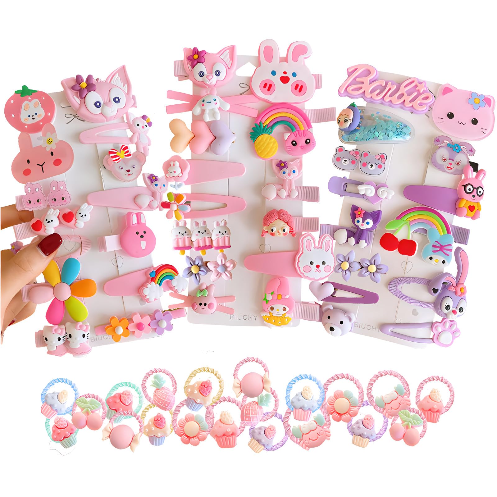62PCS Girls' Hair Accessories Set - Toddler Barrettes, Flower Hair Clips, Rainbow & Candy Fruit Hair Pins for Baby & Little Girls - Perfect for Birthday Parties, School, Holidays & Daily Styling