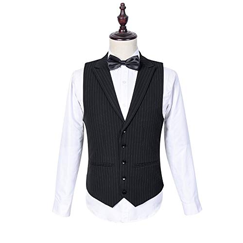 Men's 3-Piece Slim Fit Wool Black Pinstripe Suit Set with Blazer, Vest & Pants | Formal Wedding, Business, Party & Special Occasion Attire