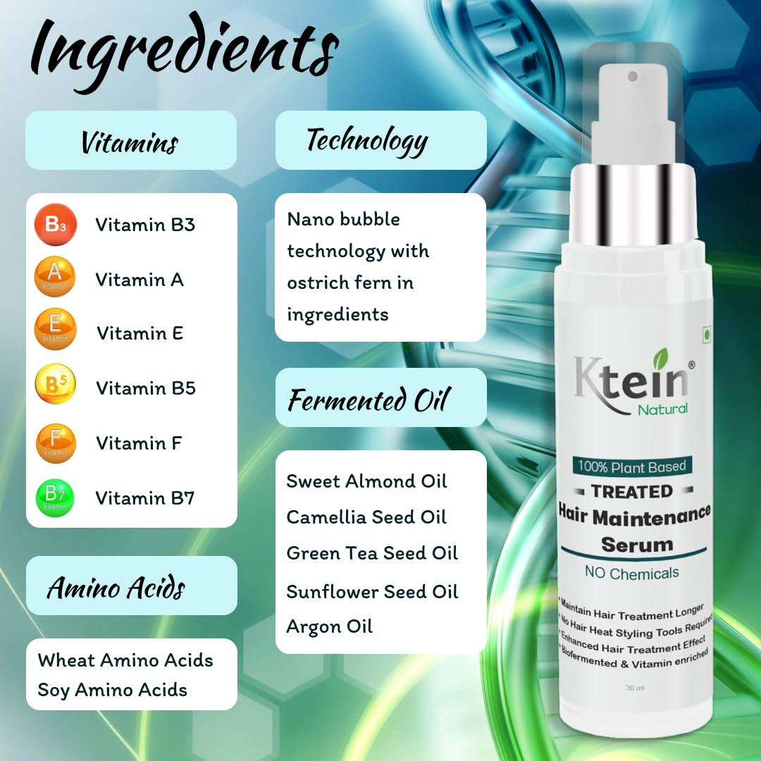 Ktein 100% Plant-Based Hair Growth Serum for Thicker, Stronger Hair - Vegan & Cruelty-Free Hair Treatment for Damaged Hair Repair & Scalp Nourishment - Perfect for Daily Use at Home or Salon