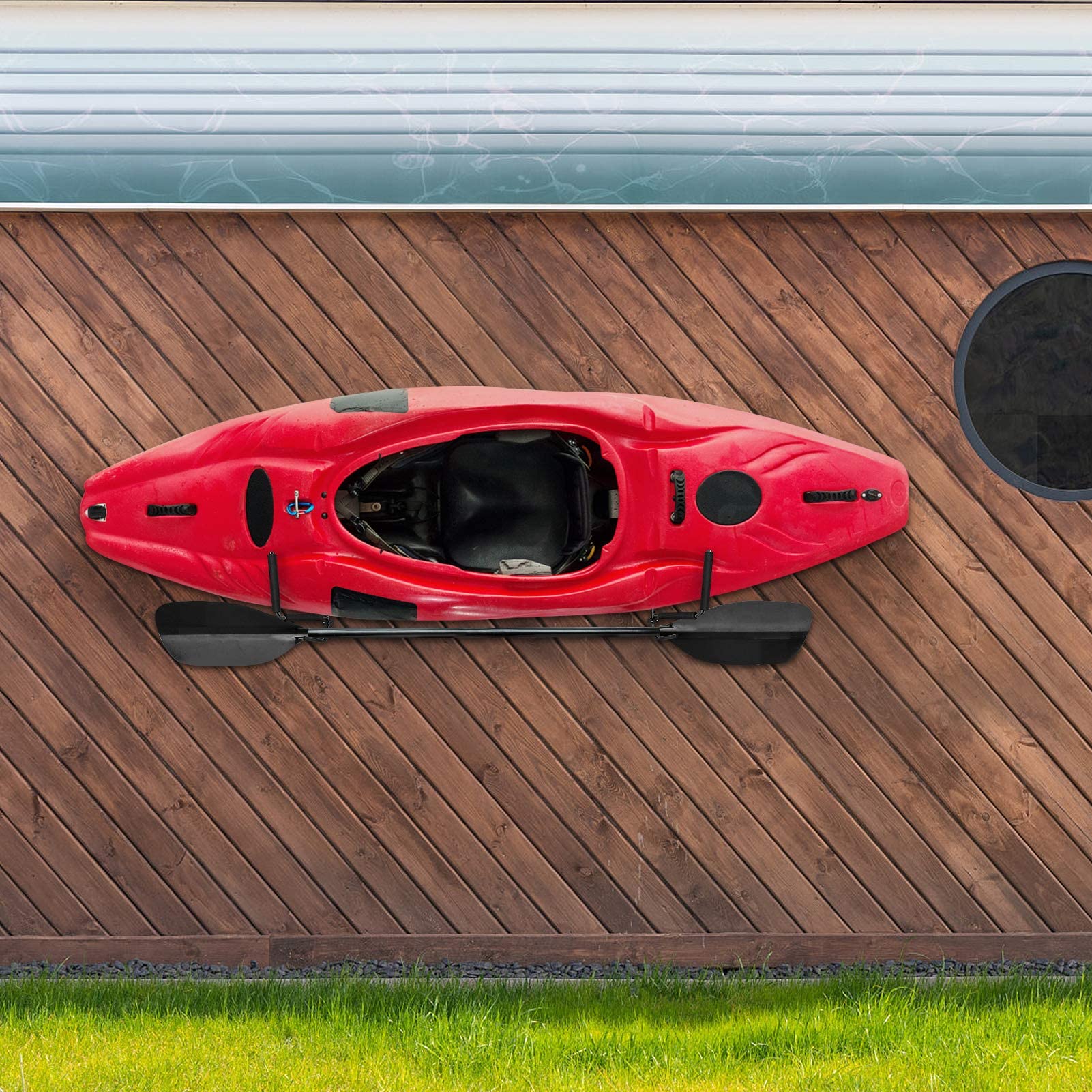 Dioche Wall Mounted Kayak Rack for 2 Kayaks - Heavy Duty Storage System with Accessories - Perfect for Garage, Shed or Outdoor Kayak Storage