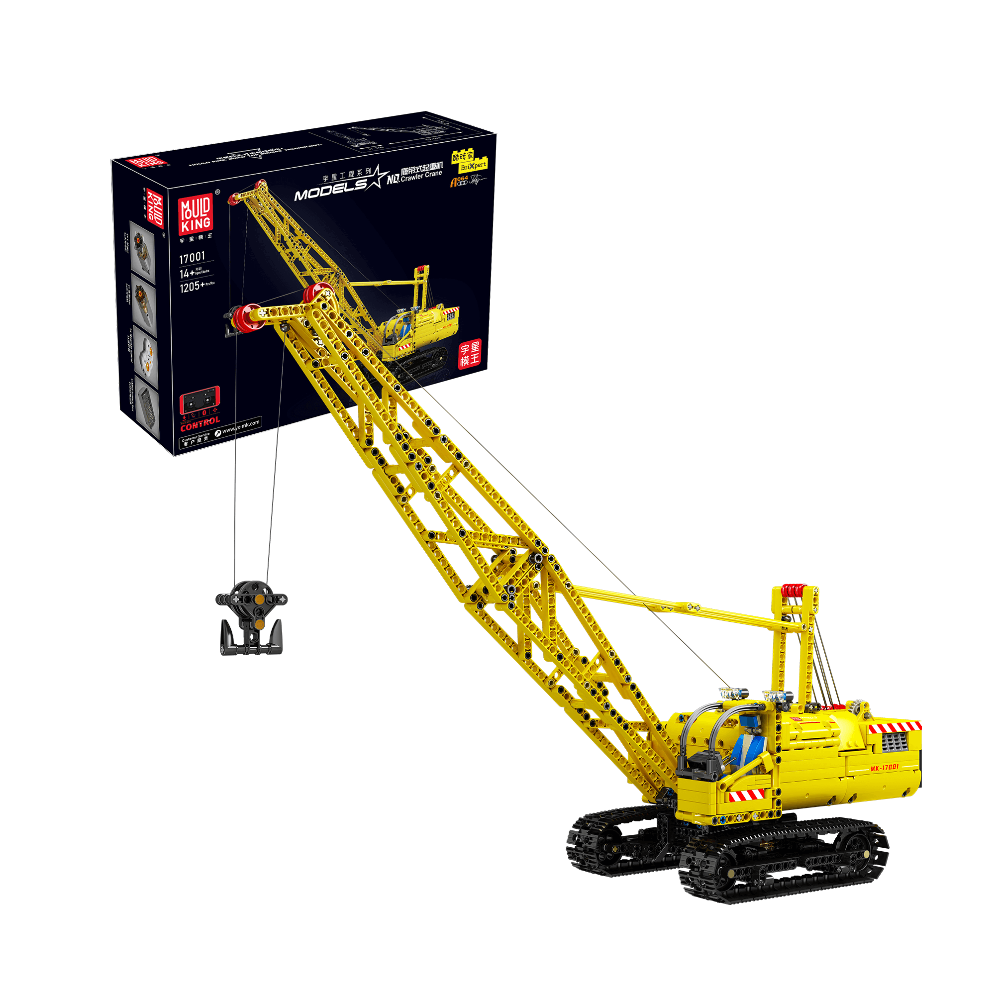 Mould King 17001 Remote Control Crawler Crane Building Blocks Set - 1,205 Pieces STEM Toy for Kids & Adults | Construction Engineering Gift for Boys & Girls | DIY Model Kit for Home, Office & School Projects