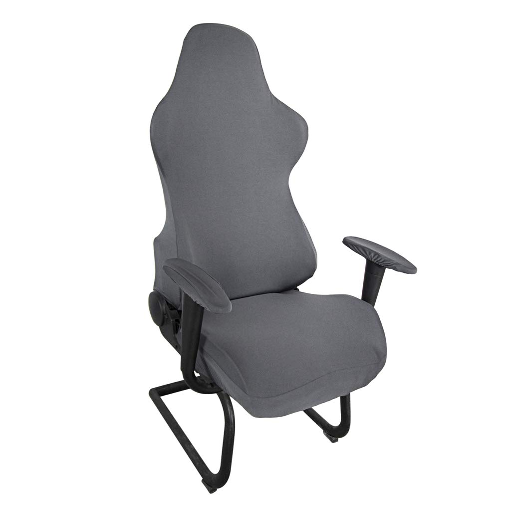 BTSKY Ergonomic Office & Gaming Chair Slipcover - Stretchy Polyester Cover for Reclining Racing Chairs - Dark Grey (Chair Not Included) - Perfect for Home Office, Gaming Setup & Workspace Comfort