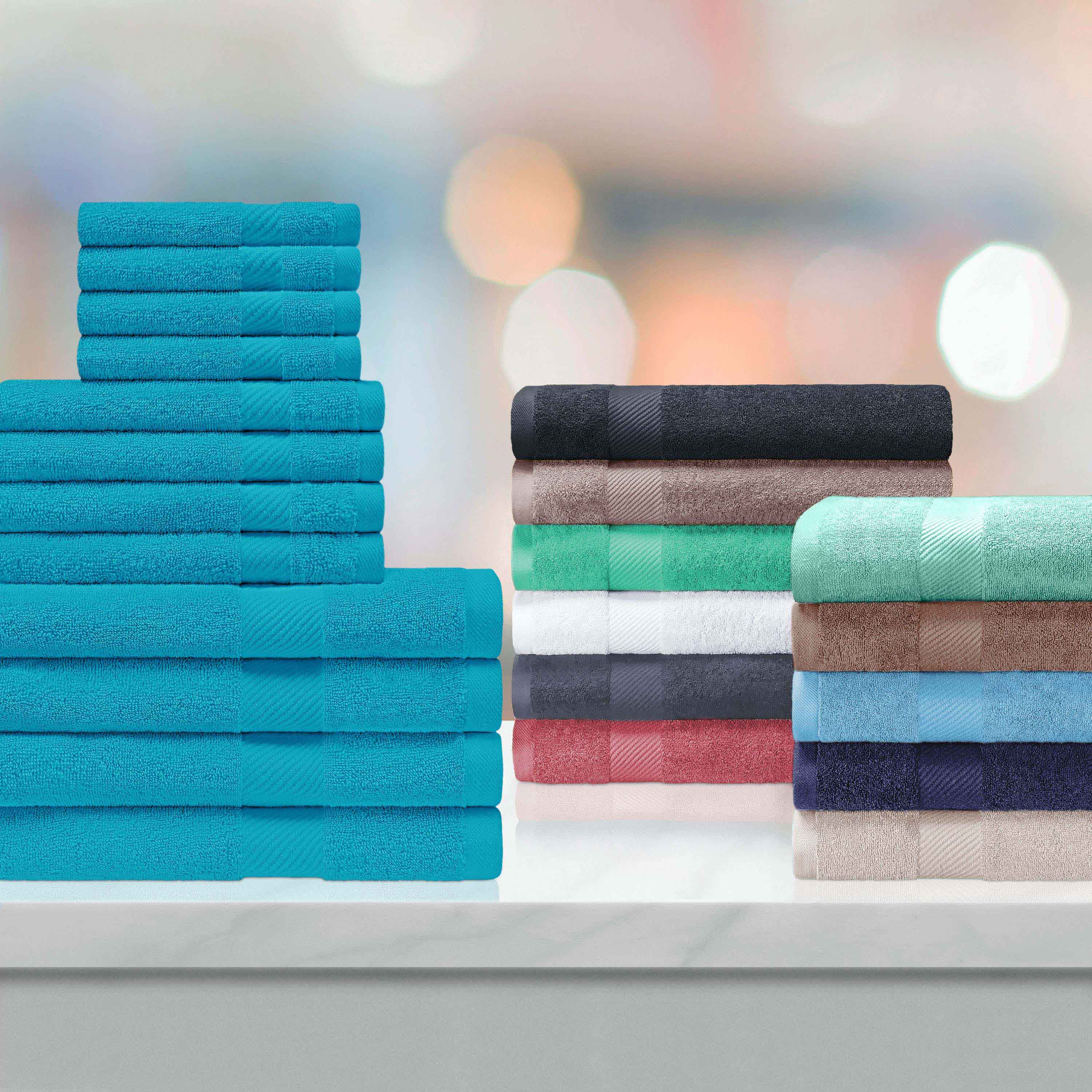 Premium 12-Piece Egyptian Cotton Towel Set - Ultra Soft & Absorbent Bath Towels, Hand Towels & Washcloths - Luxury Spa & Bathroom Essentials for Home & Hotel Use
