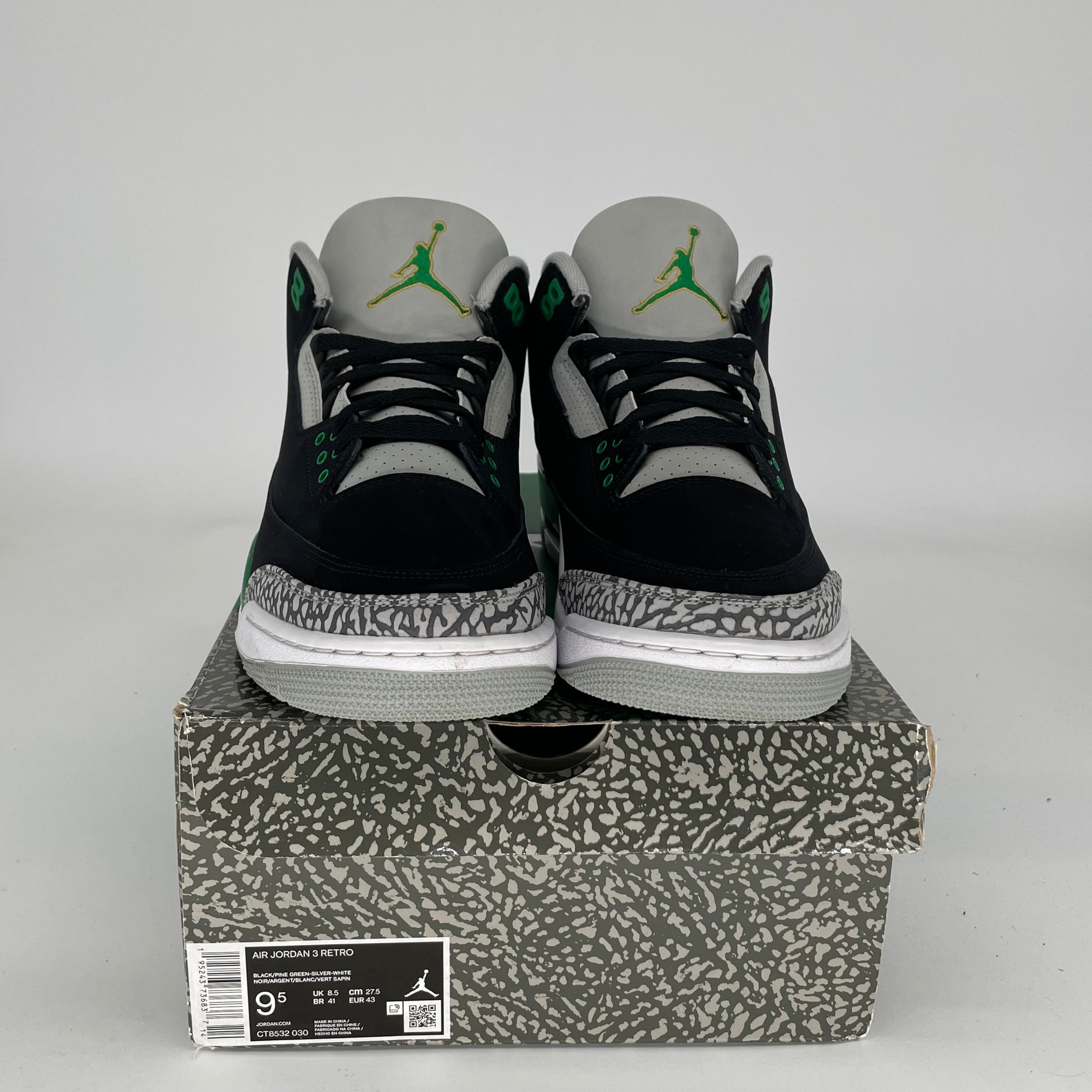 AIR JORDAN 3 Retro Pine Green Basketball Shoes Men's Size 9.5 (CT8532-030) - Perfect for Streetwear & Court Performance