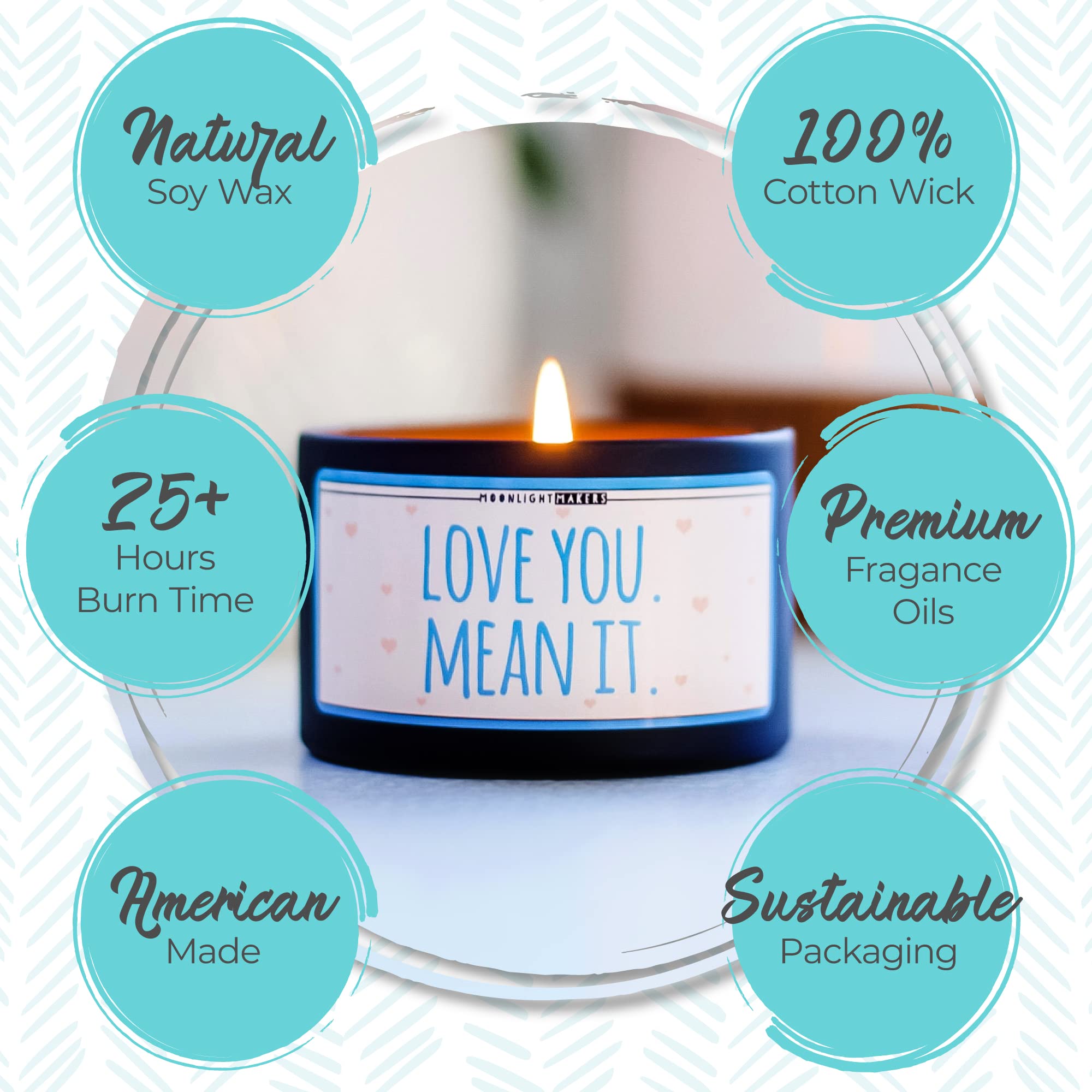 Moonlight Makers I Love Your Bum Candle - Caribbean Teakwood Scented Handmade Soy Wax Candle | 8oz Tin, 25+ Hour Burn Time | Romantic Gift, Home Decor & Relaxation Aroma for Bedroom, Bathroom & Living Spaces