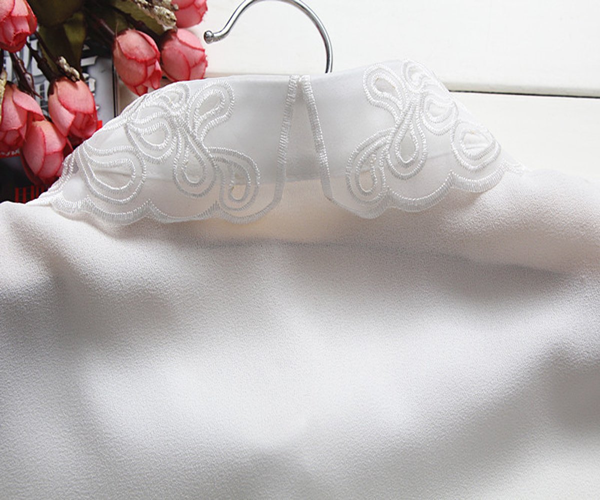 YAKEF Women's Detachable Lace Chiffon Fake Collar - Elegant Faux Dickey Collar for Blouses & Dresses - Perfect for Office Wear, Parties & Special Occasions