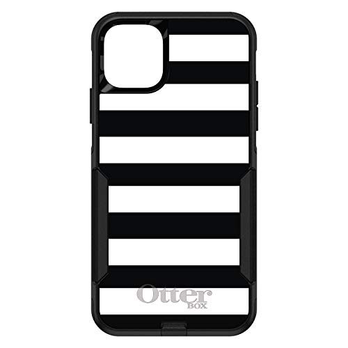 Black & White Bold Horizontal Stripes On Black Case