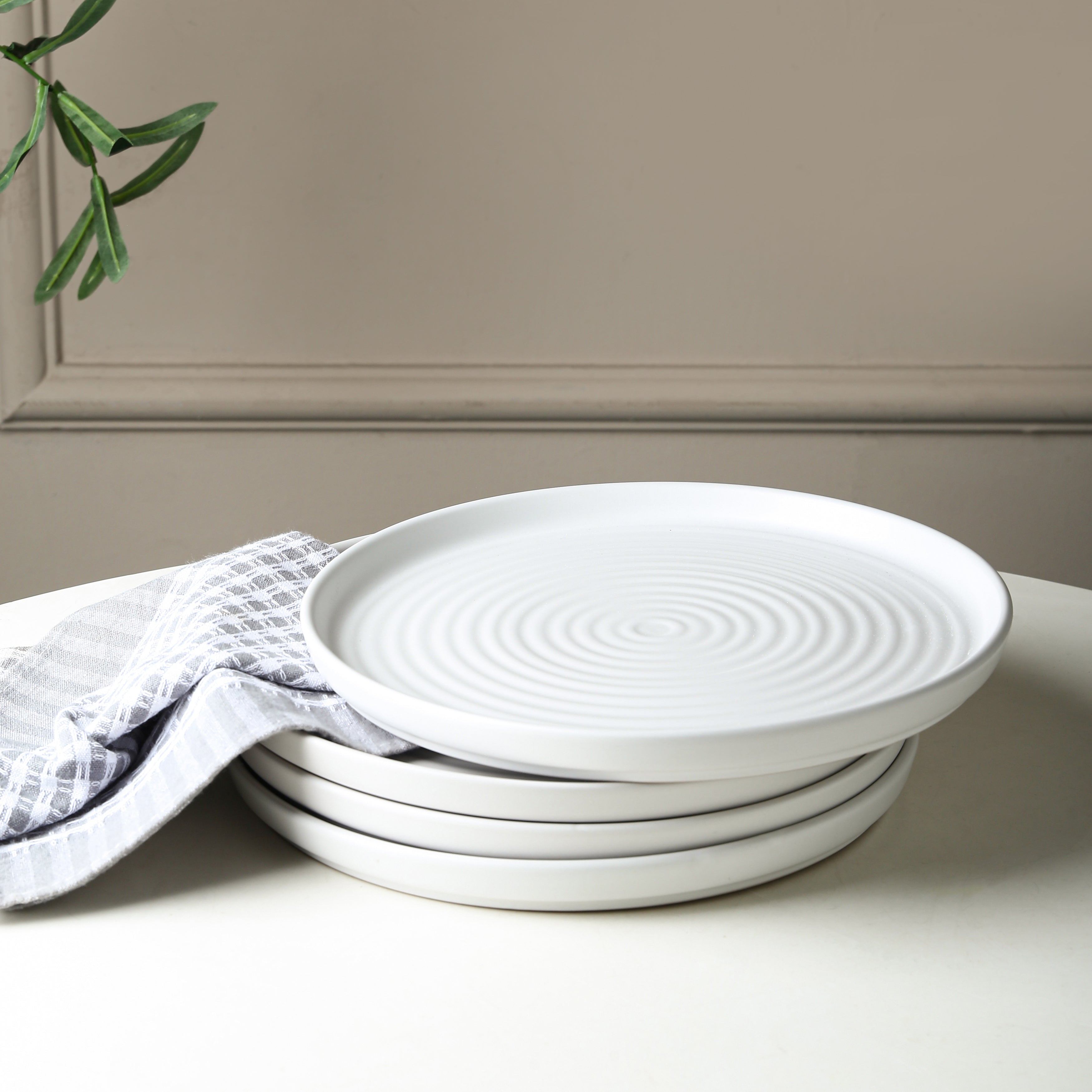 Elica Stoneware Dinnerware Set - 16-Piece White Porcelain Dinnerware Set for 4, Elegant & Durable for Everyday Use, Family Dinners & Entertaining Guests