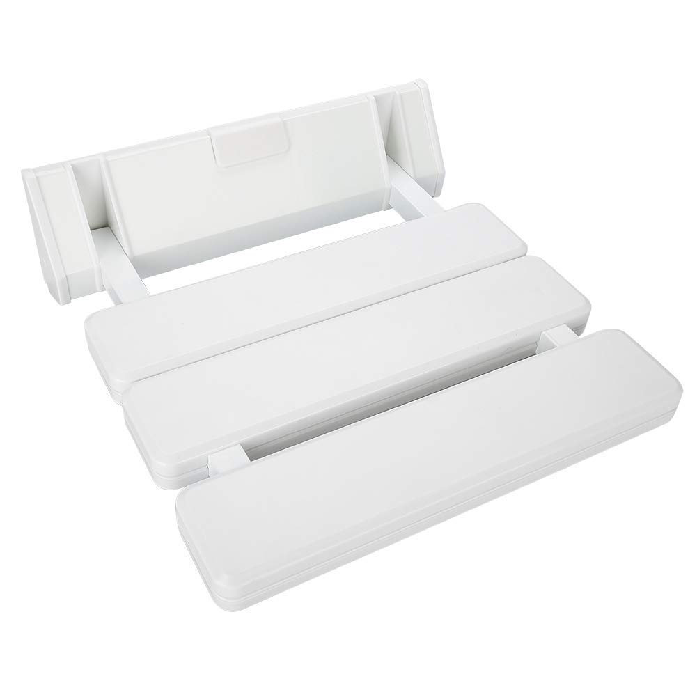 Foldable Wall-Mounted Shower Seat Chair - White Bathroom Bench with Drop-Leaf Design for Elderly & Disabled - Non-Slip Sturdy Folding Stool for Shower, Bathtub, Sauna & Home Mobility Aid