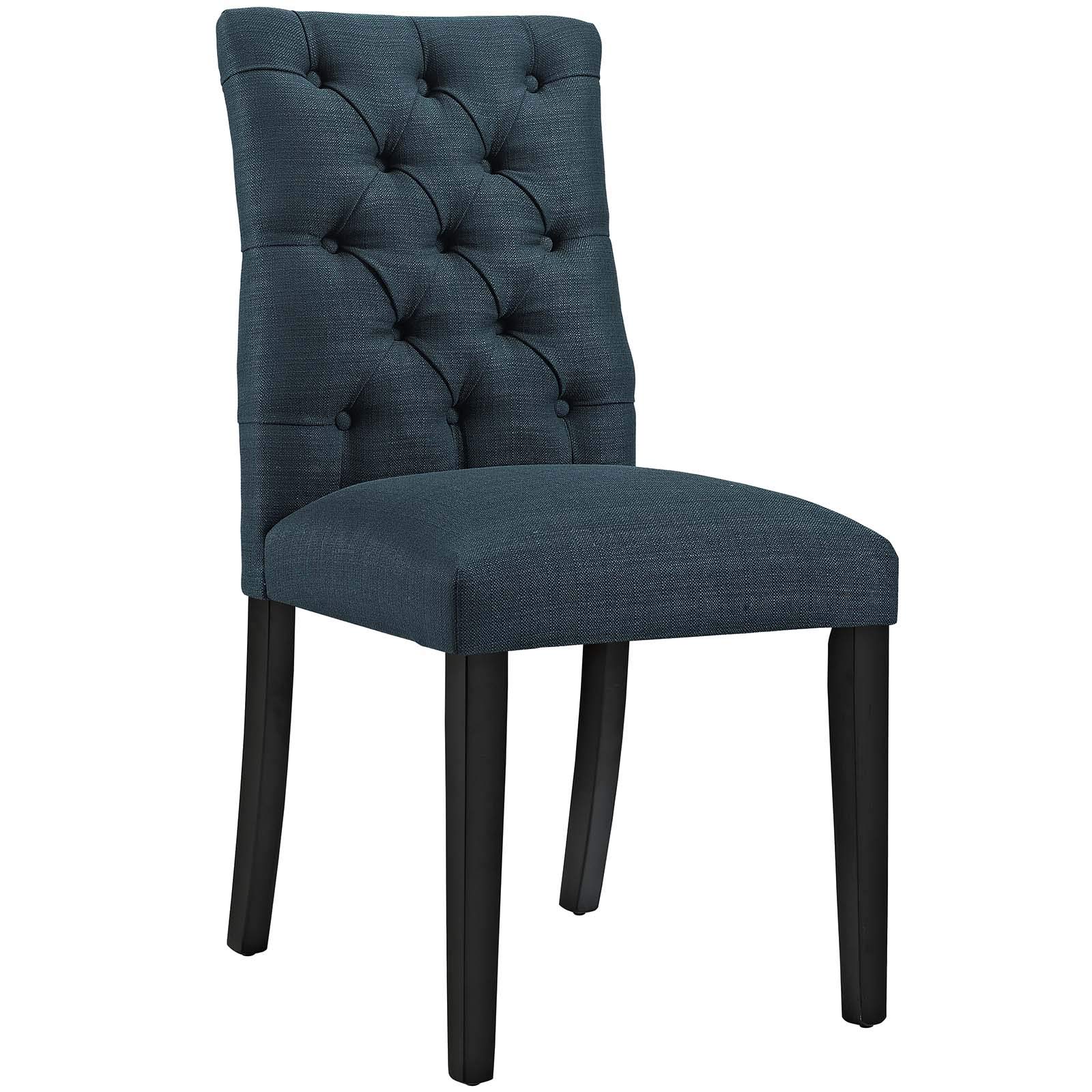 Modway Duchess Fabric Dining Chairs - Set of 2, Azure Blue Upholstered Side Chairs for Kitchen, Dining Room & Breakfast Nook - Comfortable Modern Seating Furniture