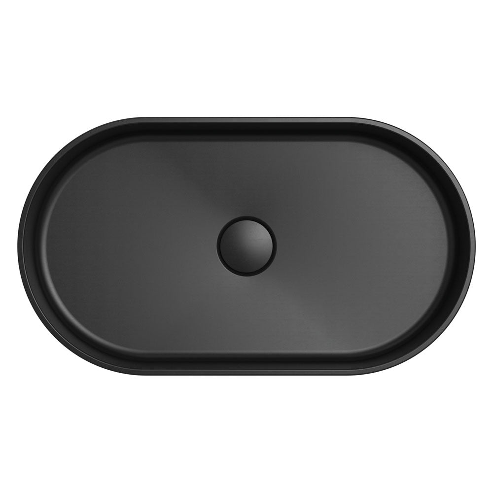 Fienza CSB804B Minka Pill Solid Surface Above Counter Bathroom Sink, Matte Black - Modern Vanity Basin for Contemporary Bathroom Design